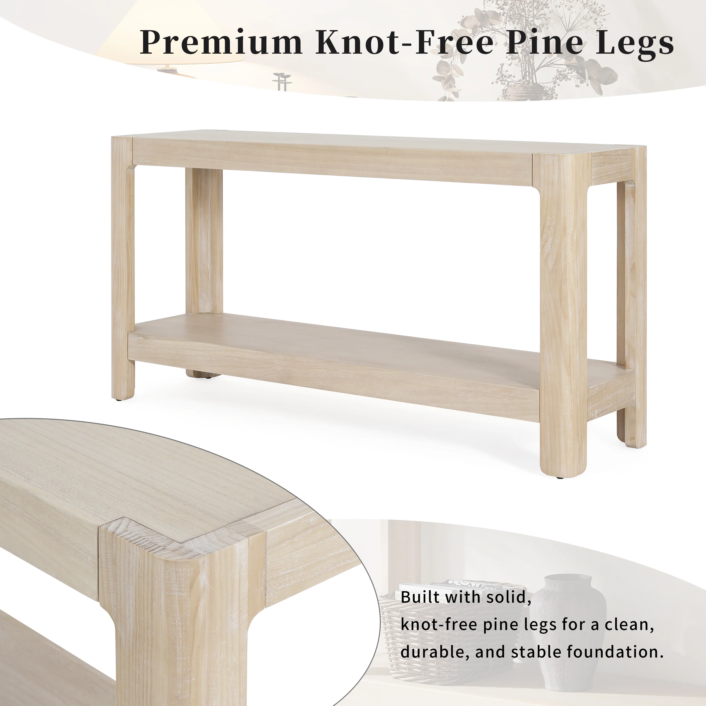 Modern Farmhouse Minimalist Rounded Console Table - Image 25