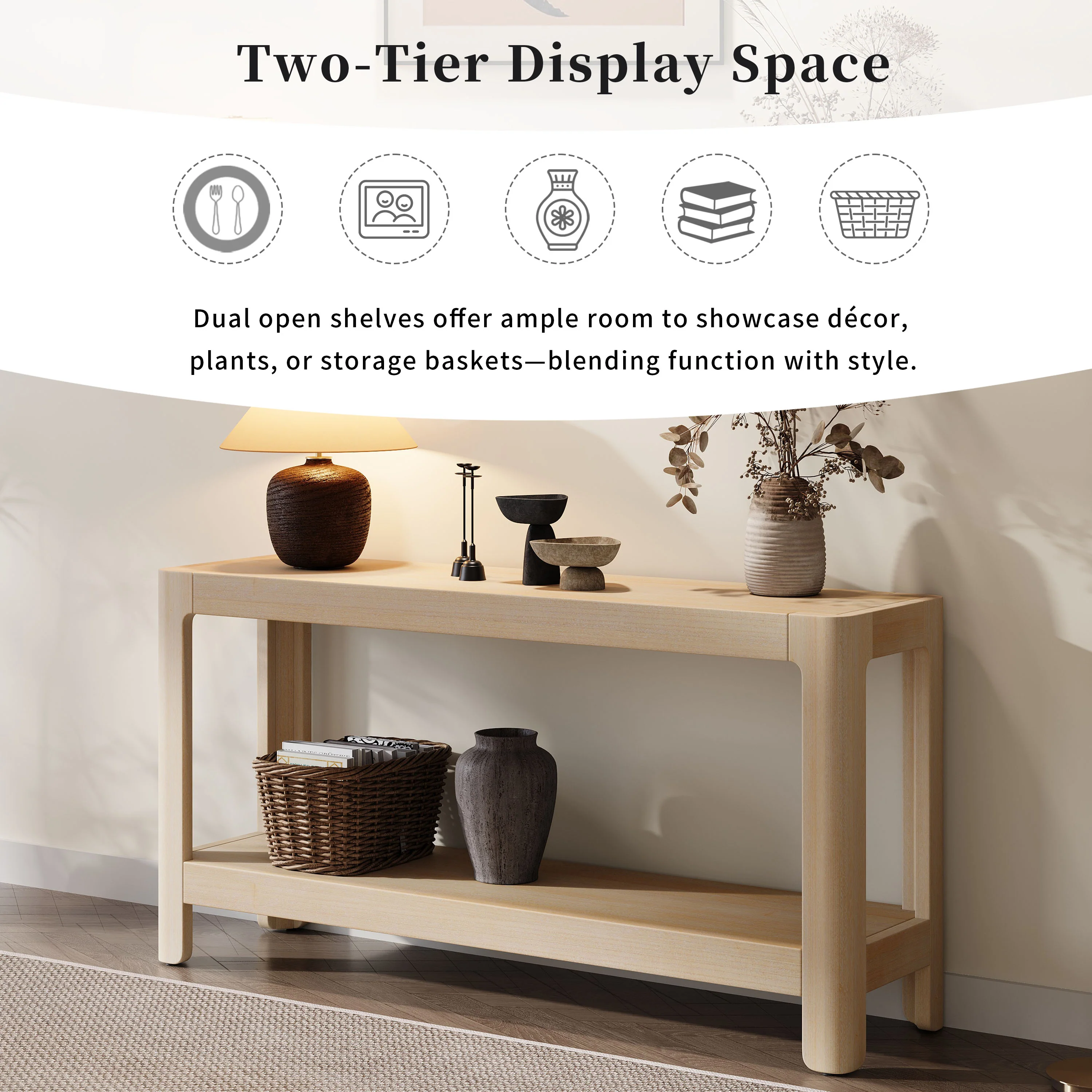 Modern Farmhouse Minimalist Rounded Console Table - Image 26