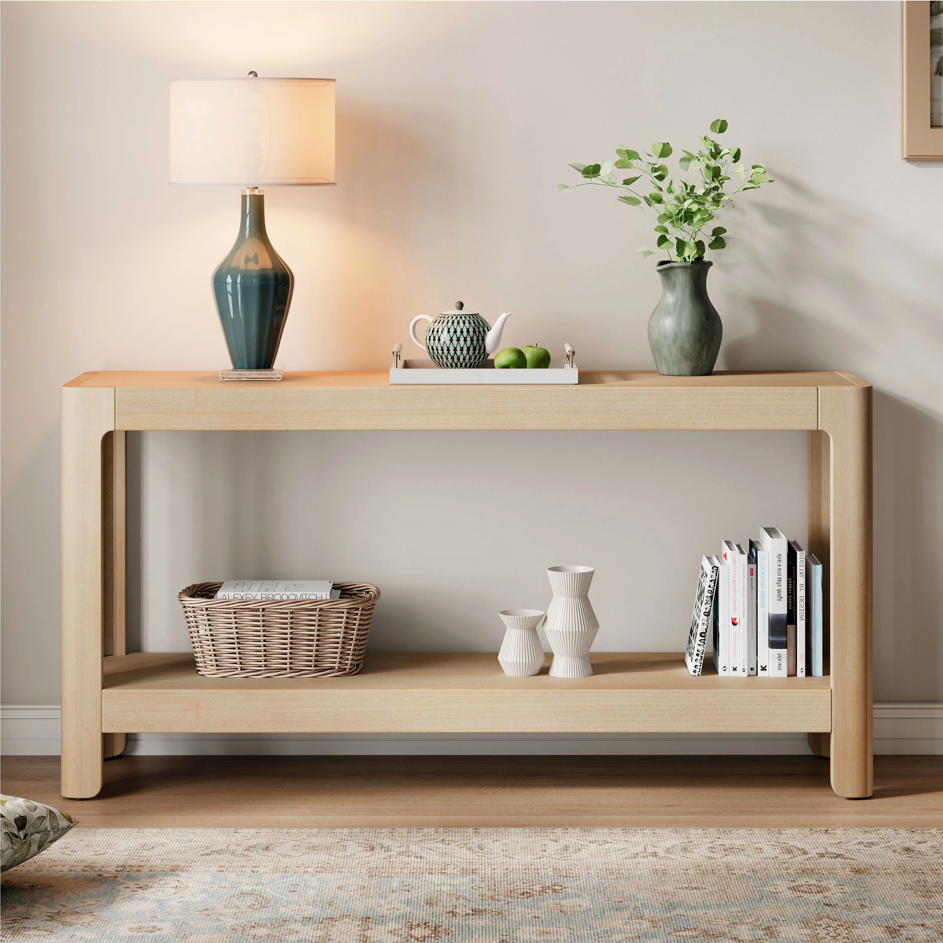 Modern Farmhouse Minimalist Rounded Console Table - Image 27