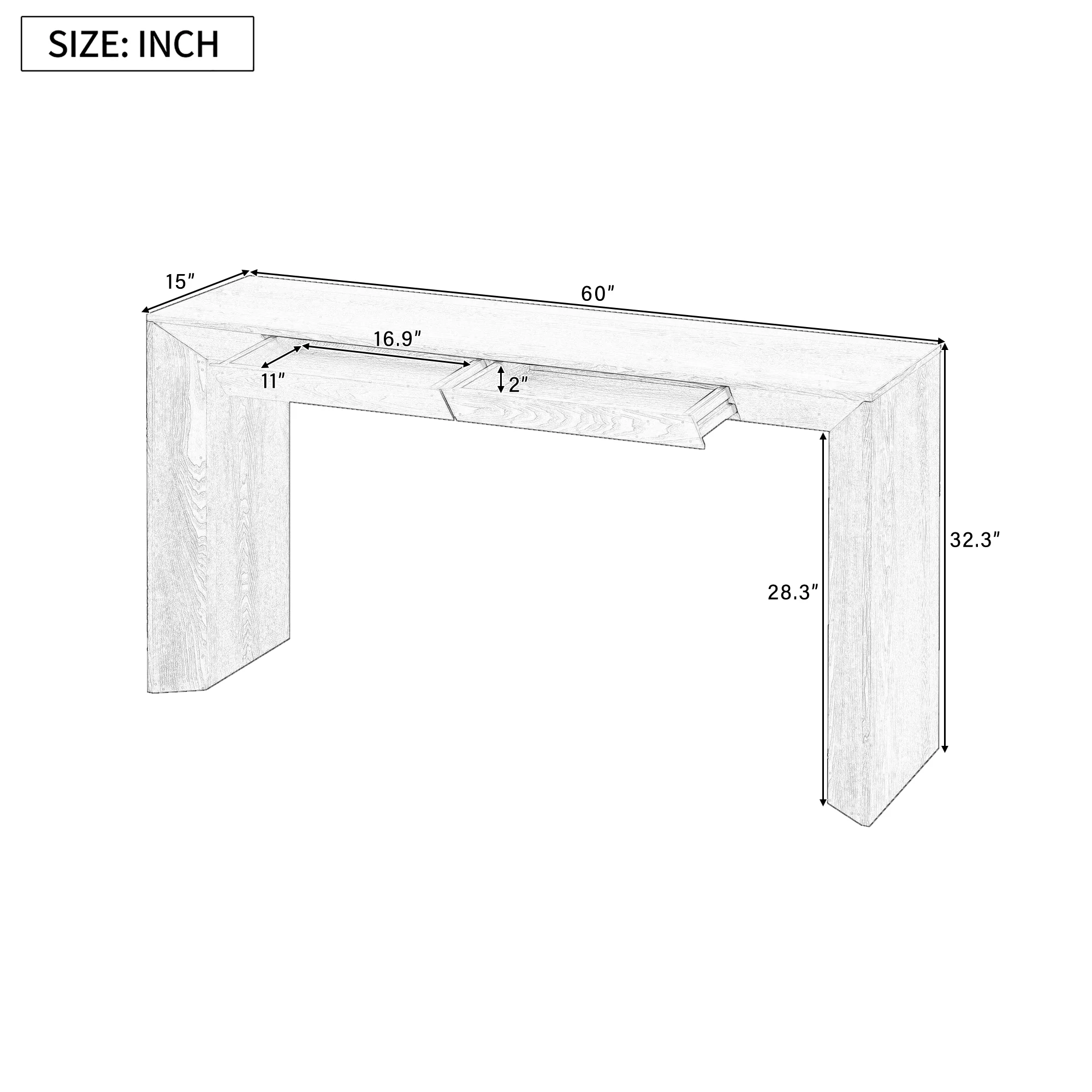 Modern Farmhouse Waterfall Console Table with 2 Concealed Drawers - Image 5