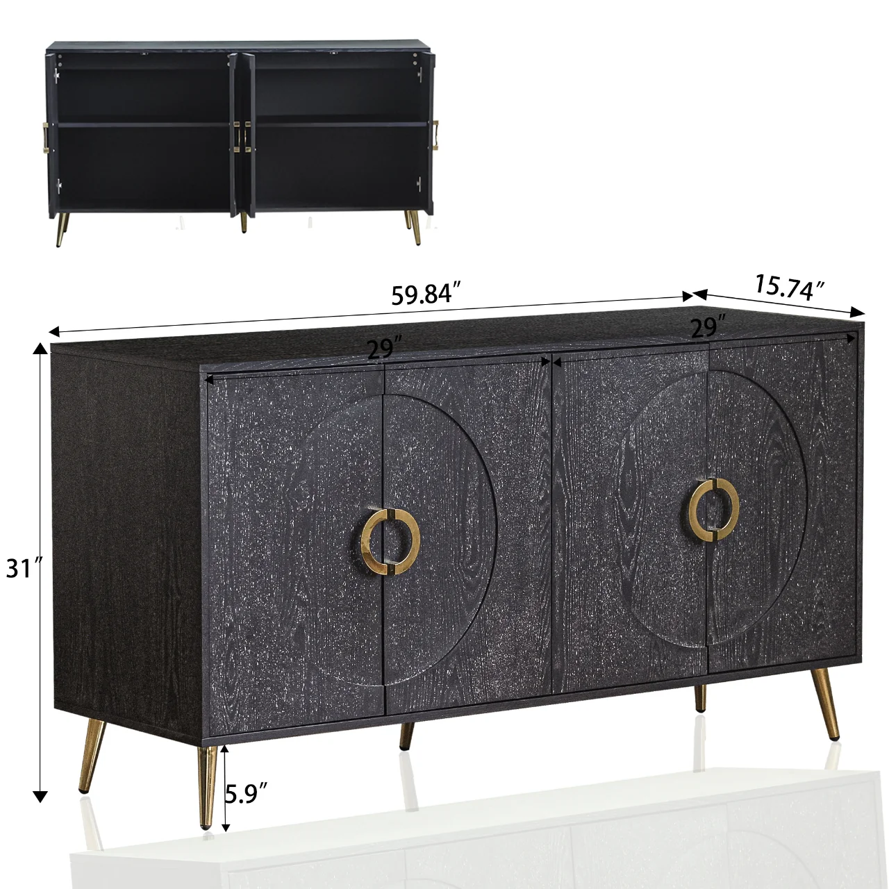Modern Lacquered 4 Door Wooden Cabinet - Image 11