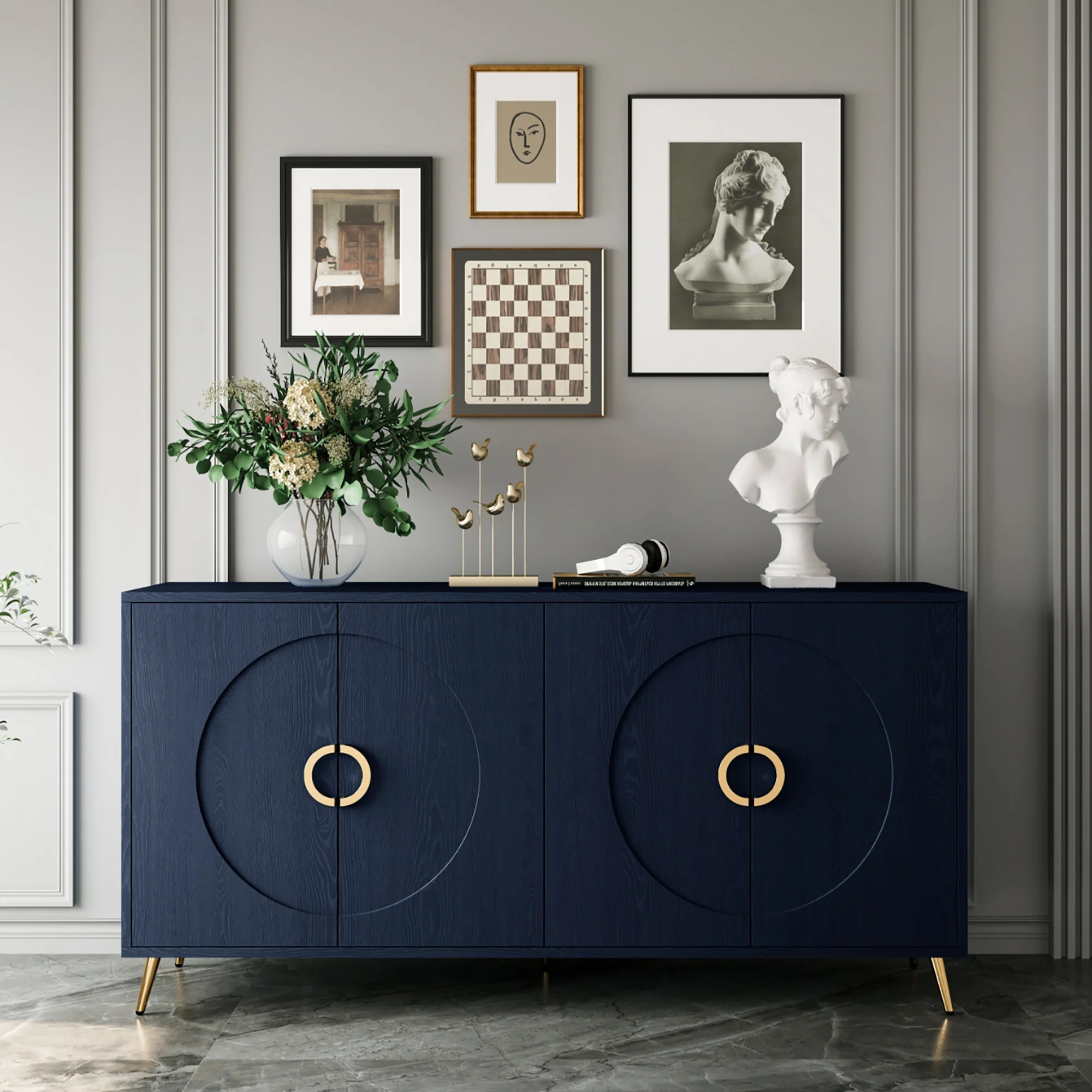 Modern Lacquered 4 Door Wooden Cabinet - Image 13