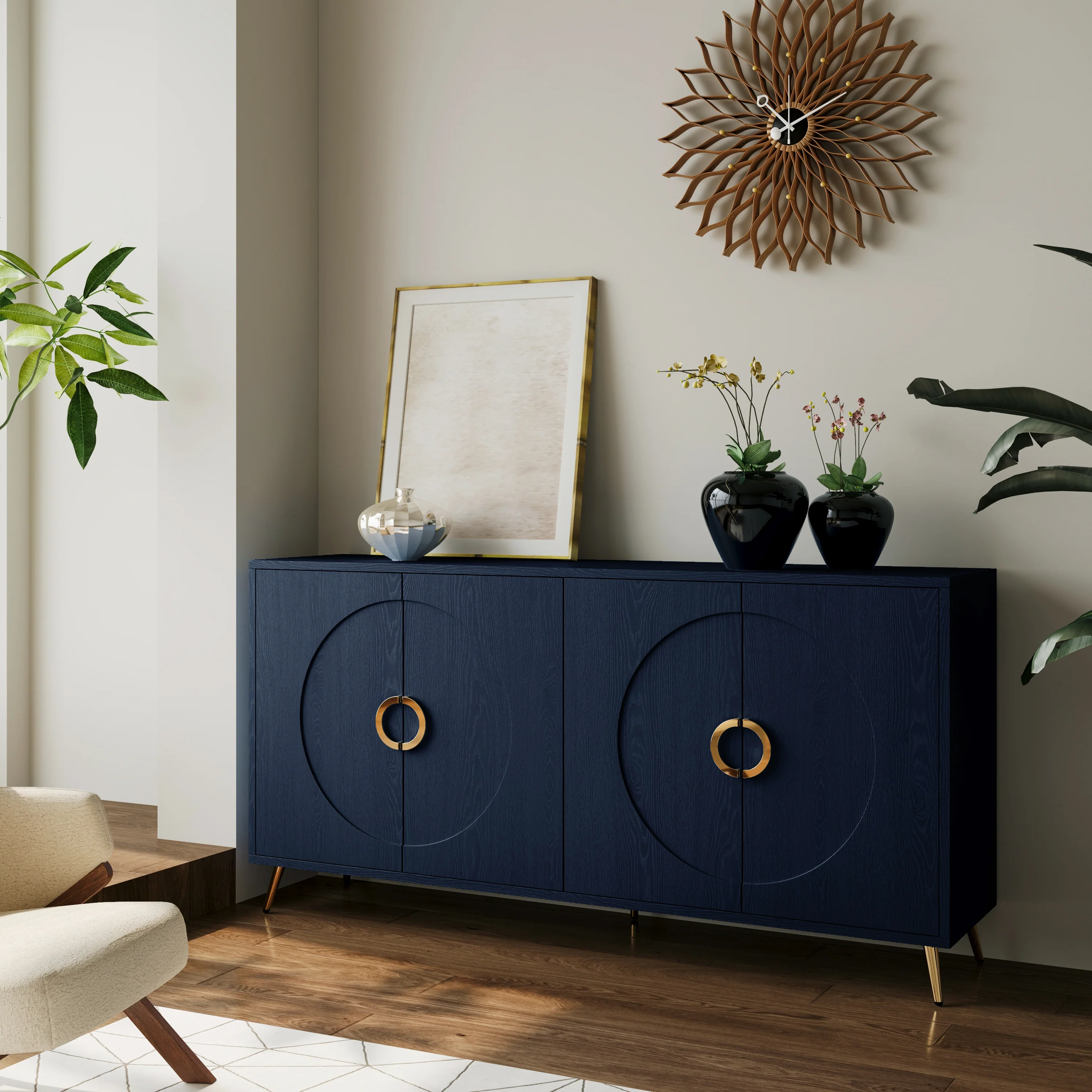 Modern Lacquered 4 Door Wooden Cabinet - Image 14