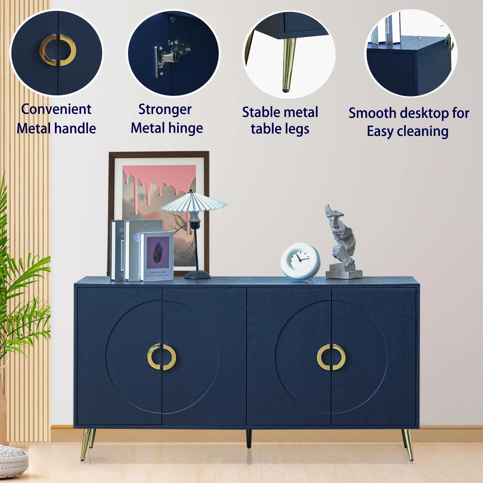 Modern Lacquered 4 Door Wooden Cabinet - Image 18