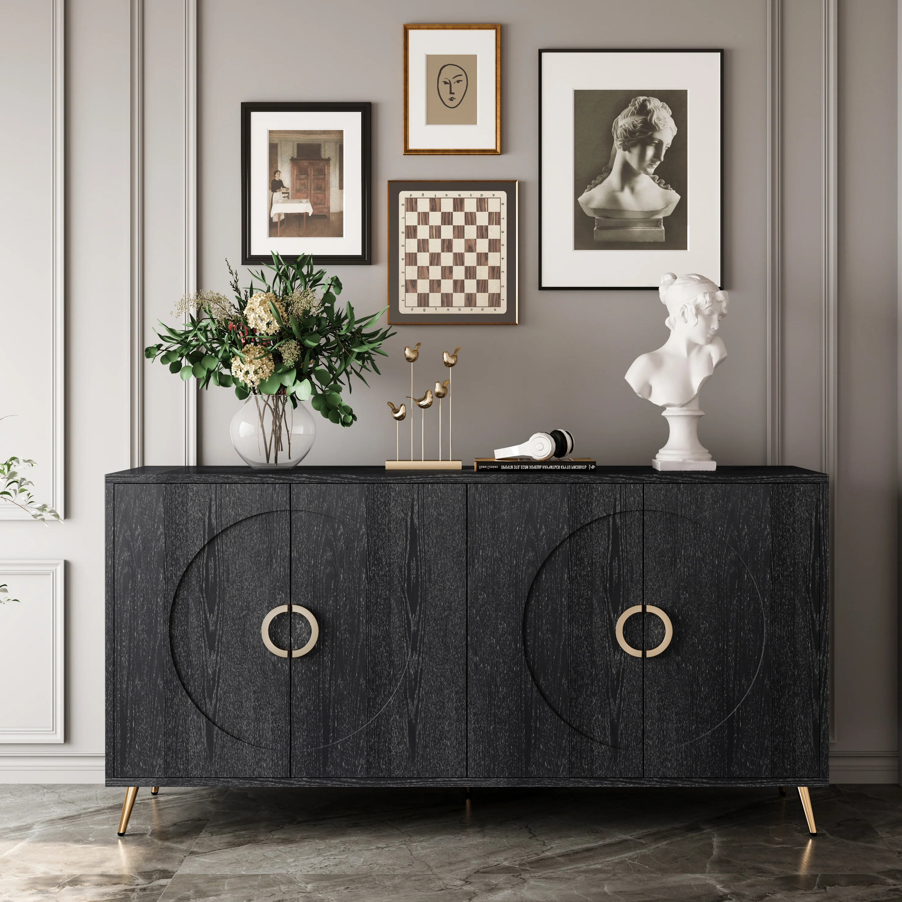 Modern Lacquered 4 Door Wooden Cabinet - Image 2