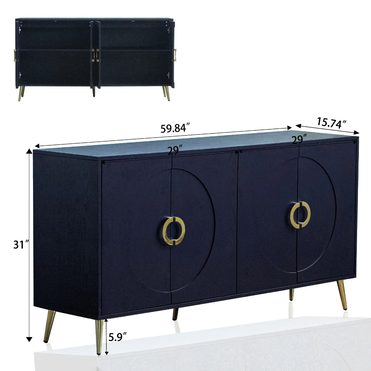 Modern Lacquered 4 Door Wooden Cabinet - Image 24