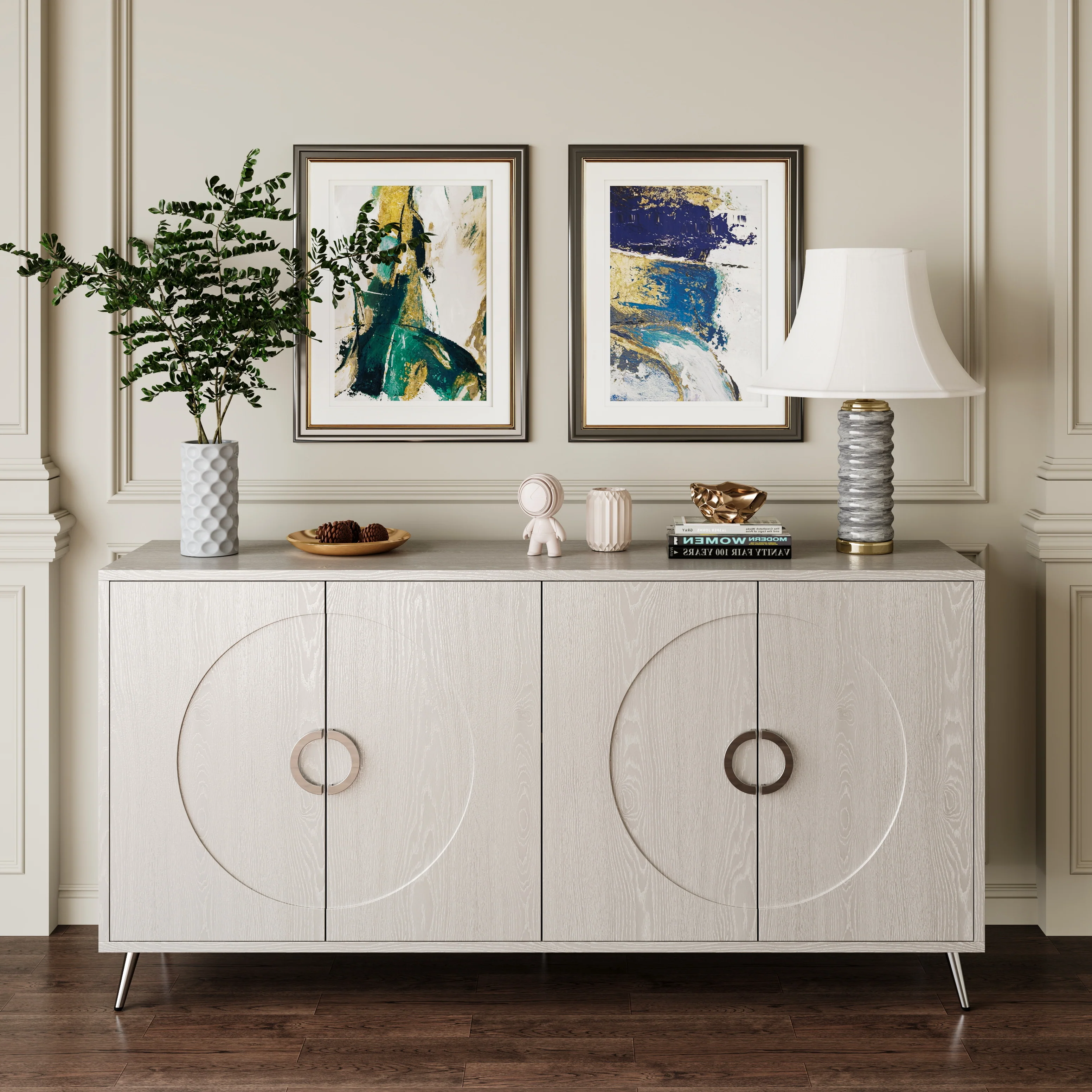 Modern Lacquered 4 Door Wooden Cabinet - Image 26