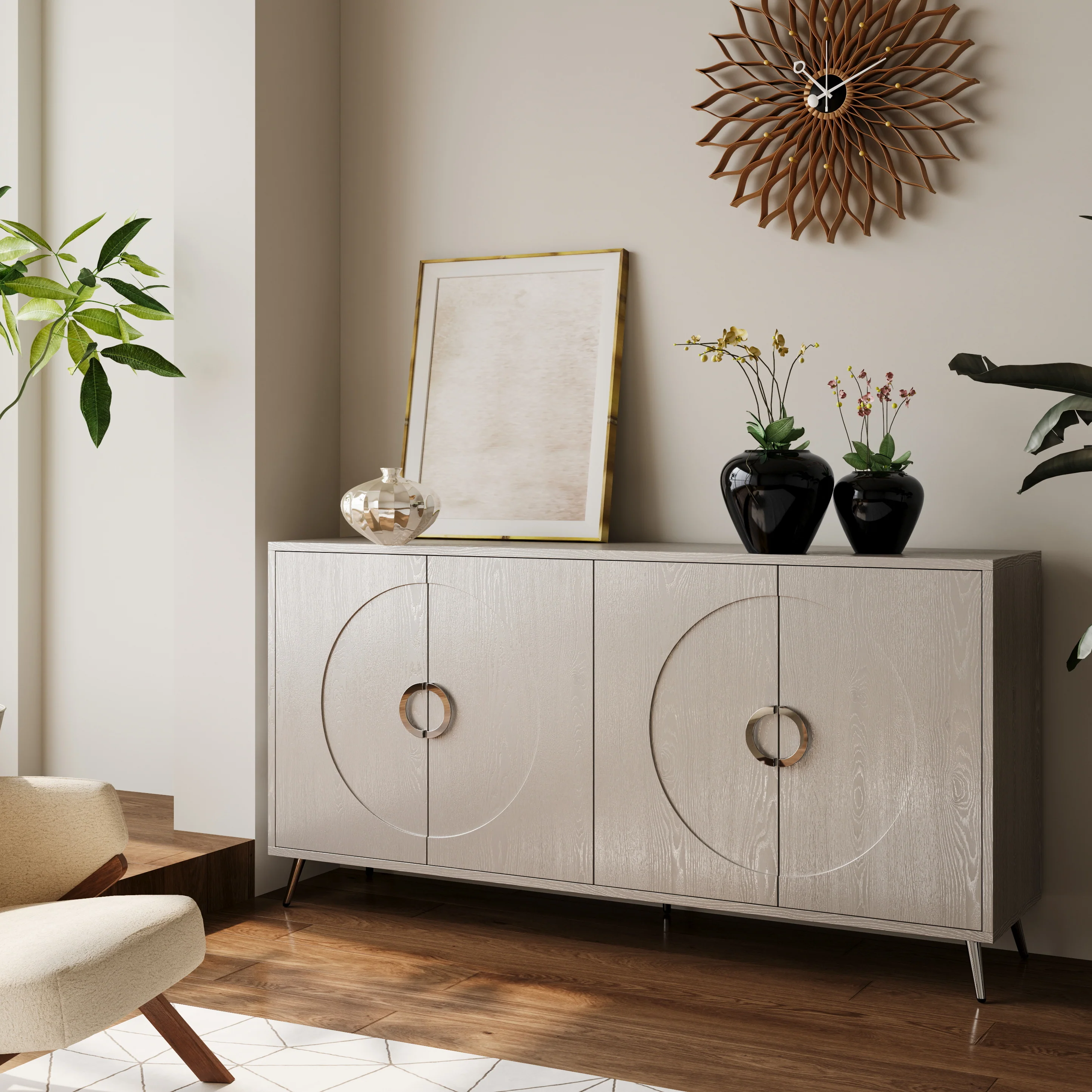 Modern Lacquered 4 Door Wooden Cabinet - Image 27