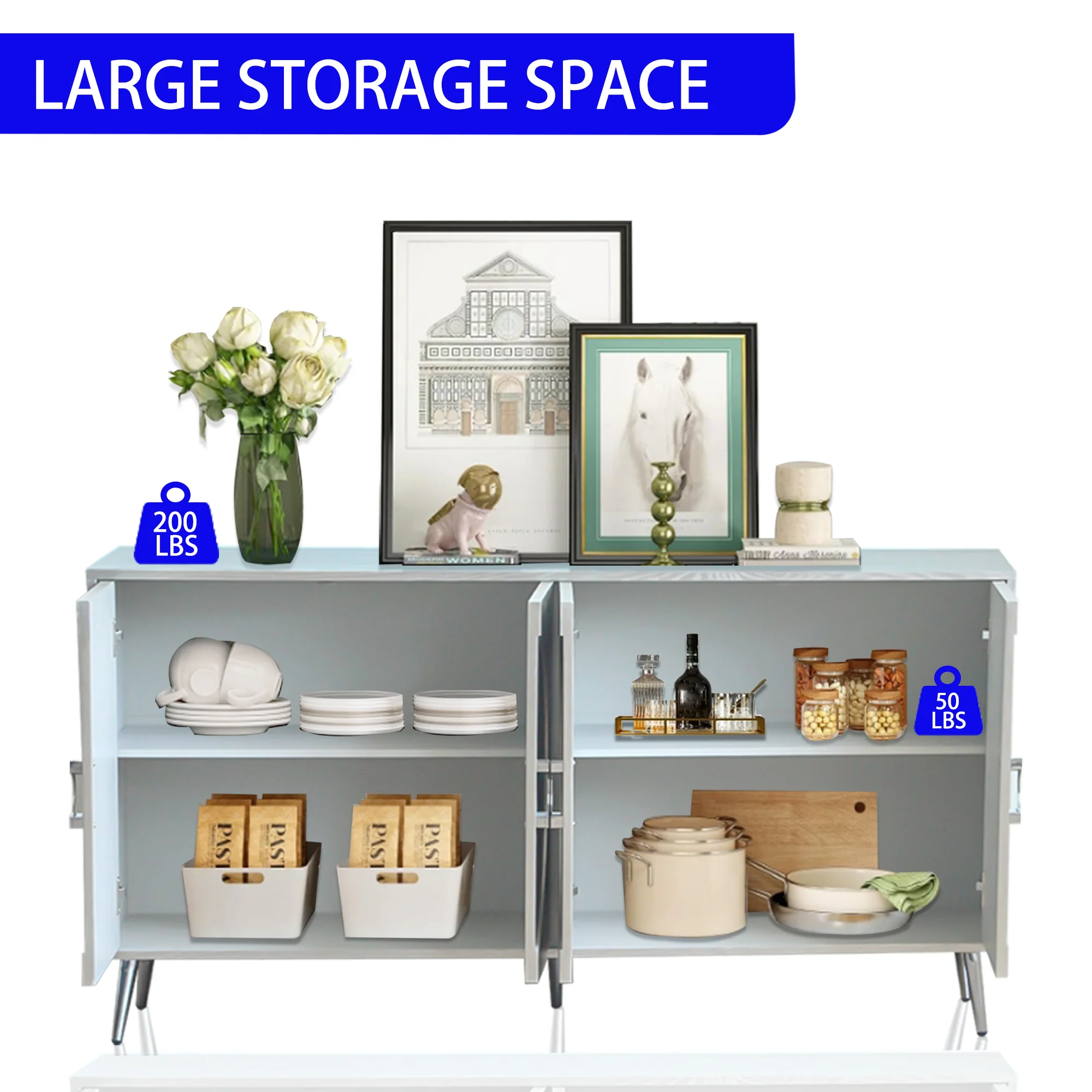 Modern Lacquered 4 Door Wooden Cabinet - Image 32