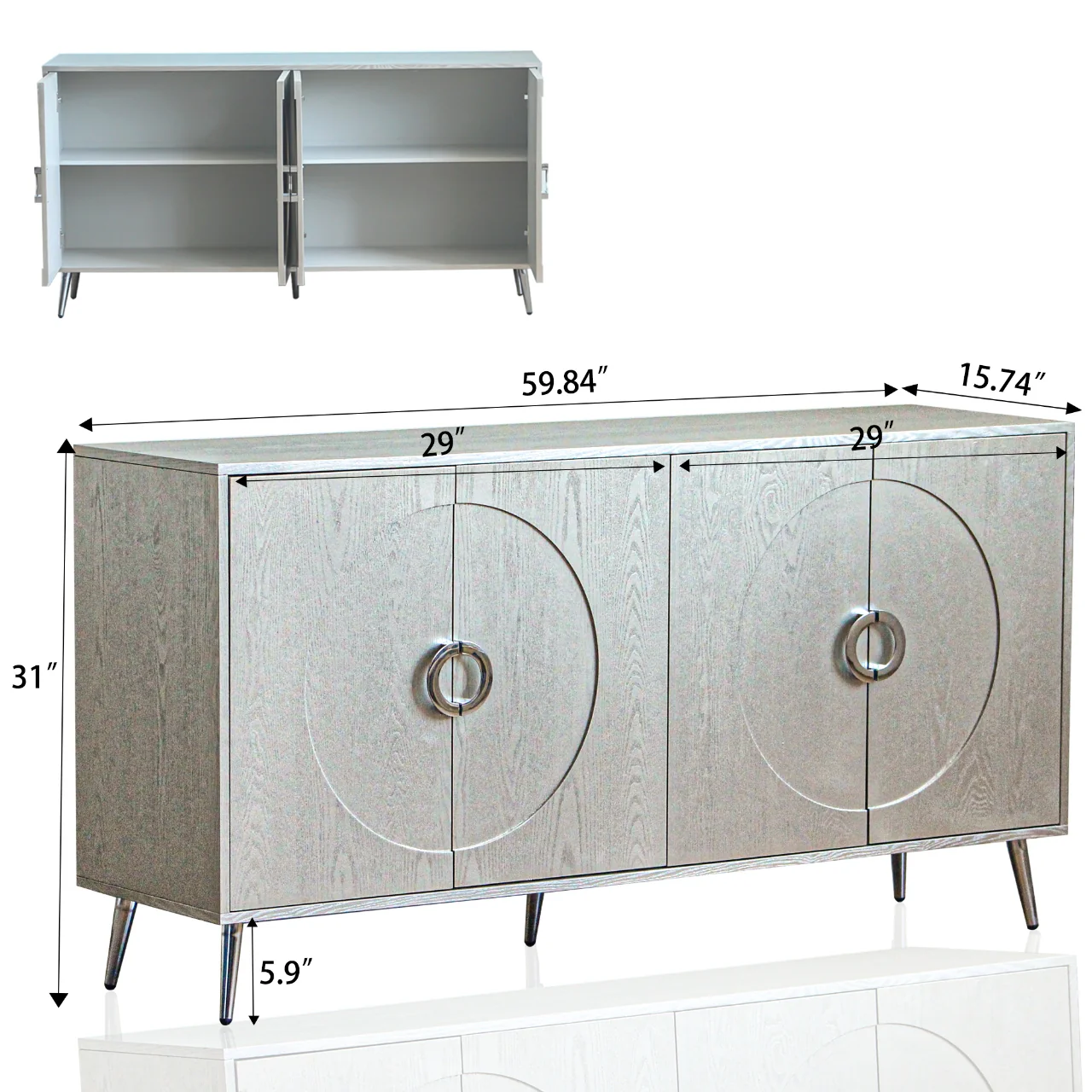 Modern Lacquered 4 Door Wooden Cabinet - Image 36