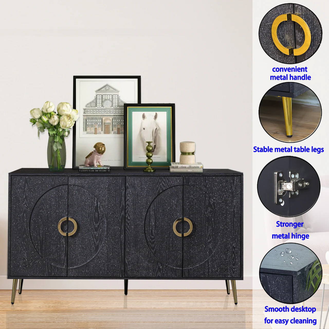Modern Lacquered 4 Door Wooden Cabinet - Image 7