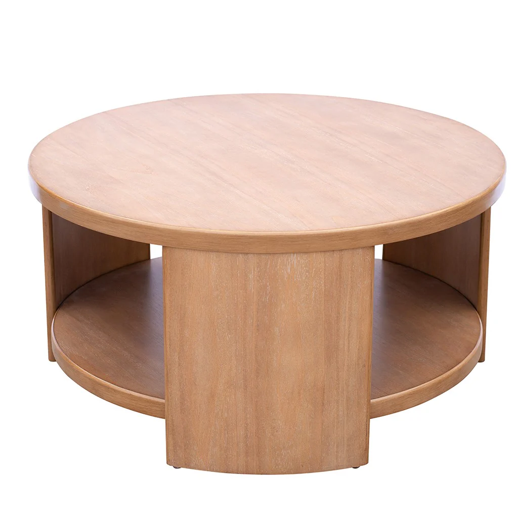 Modern Minimalist Round Coffee Table with Shelf Storage - Image 3