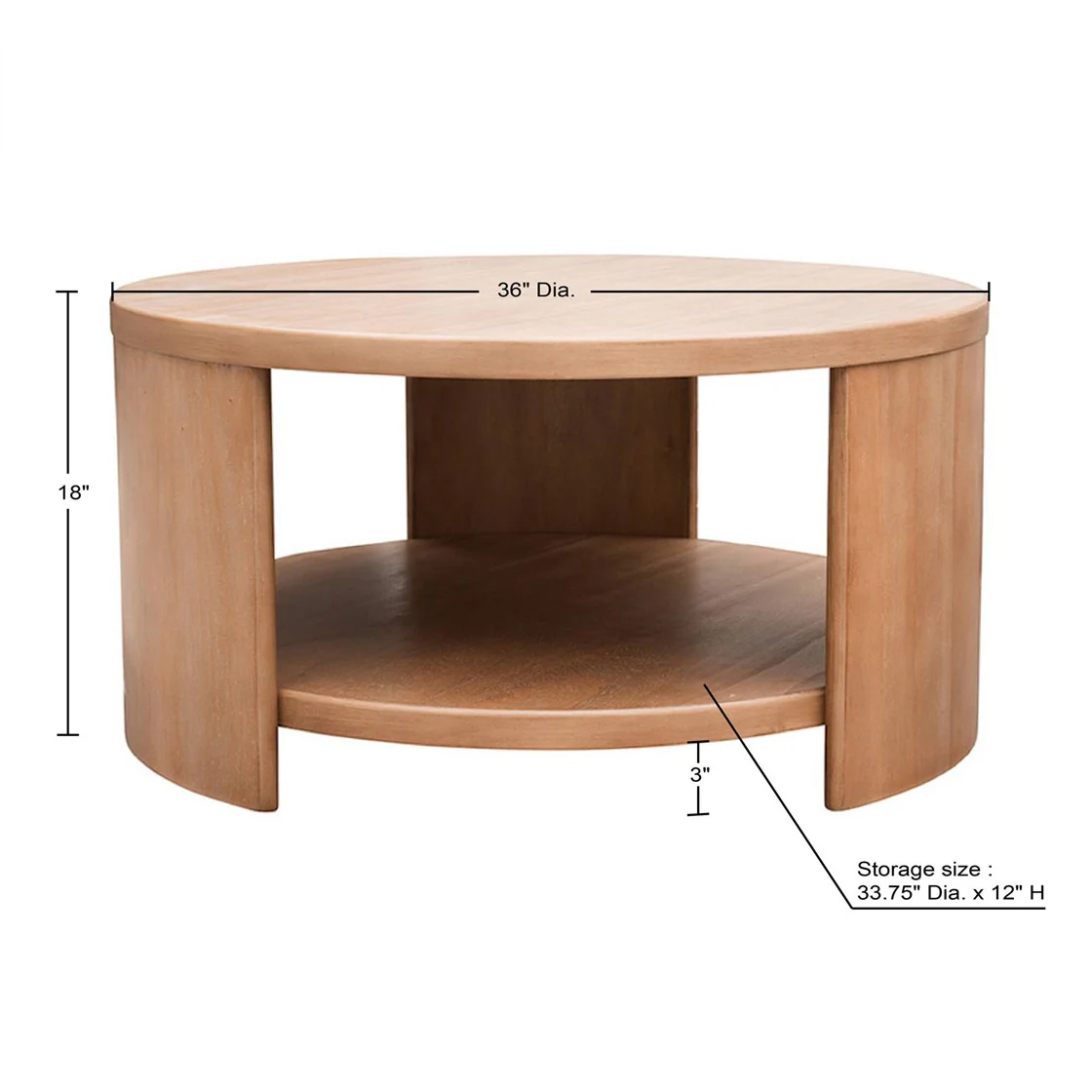 Modern Minimalist Round Coffee Table with Shelf Storage - Image 4