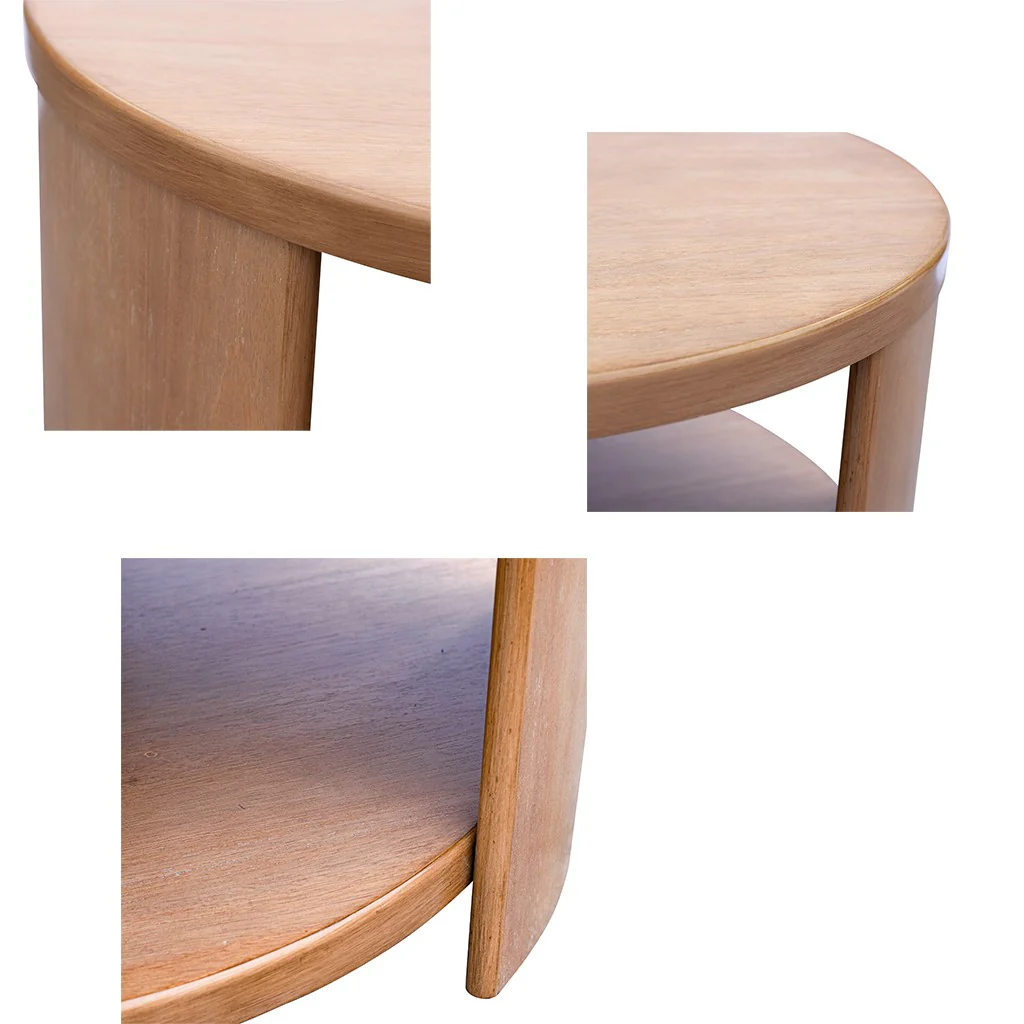Modern Minimalist Round Coffee Table with Shelf Storage - Image 6