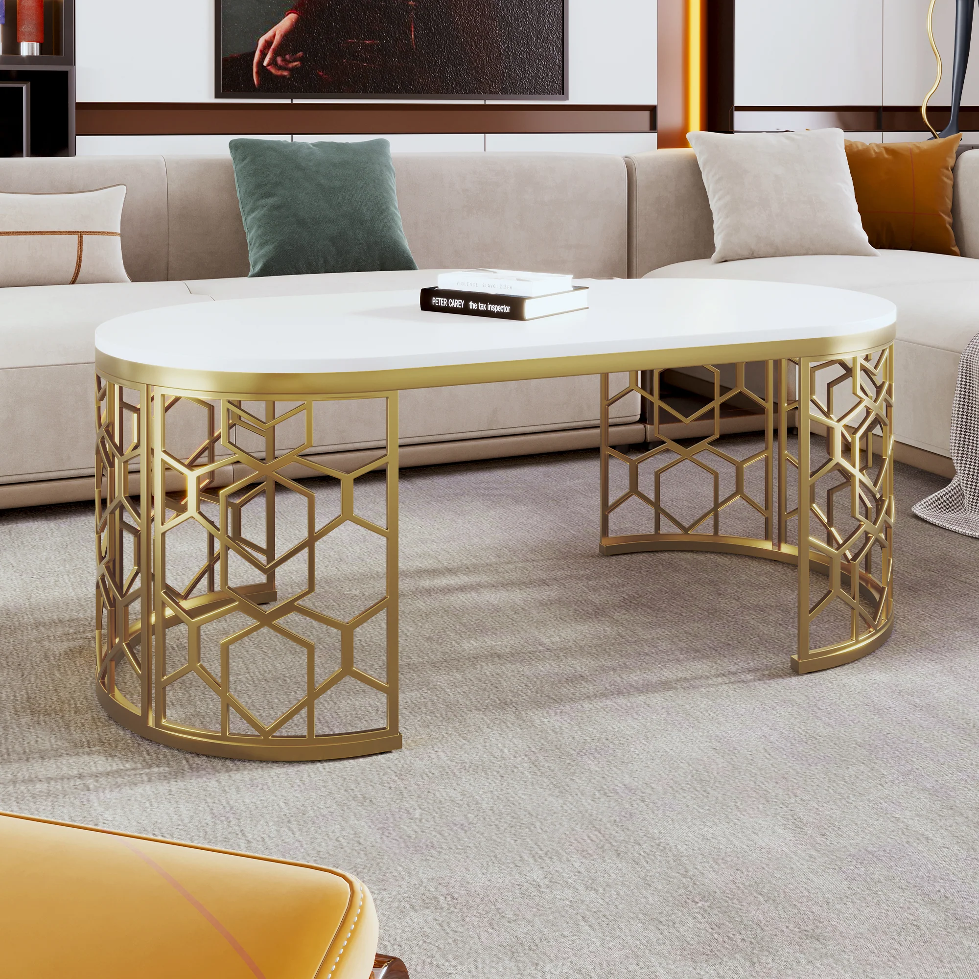 Modern Oval Coffee Table - Image 4