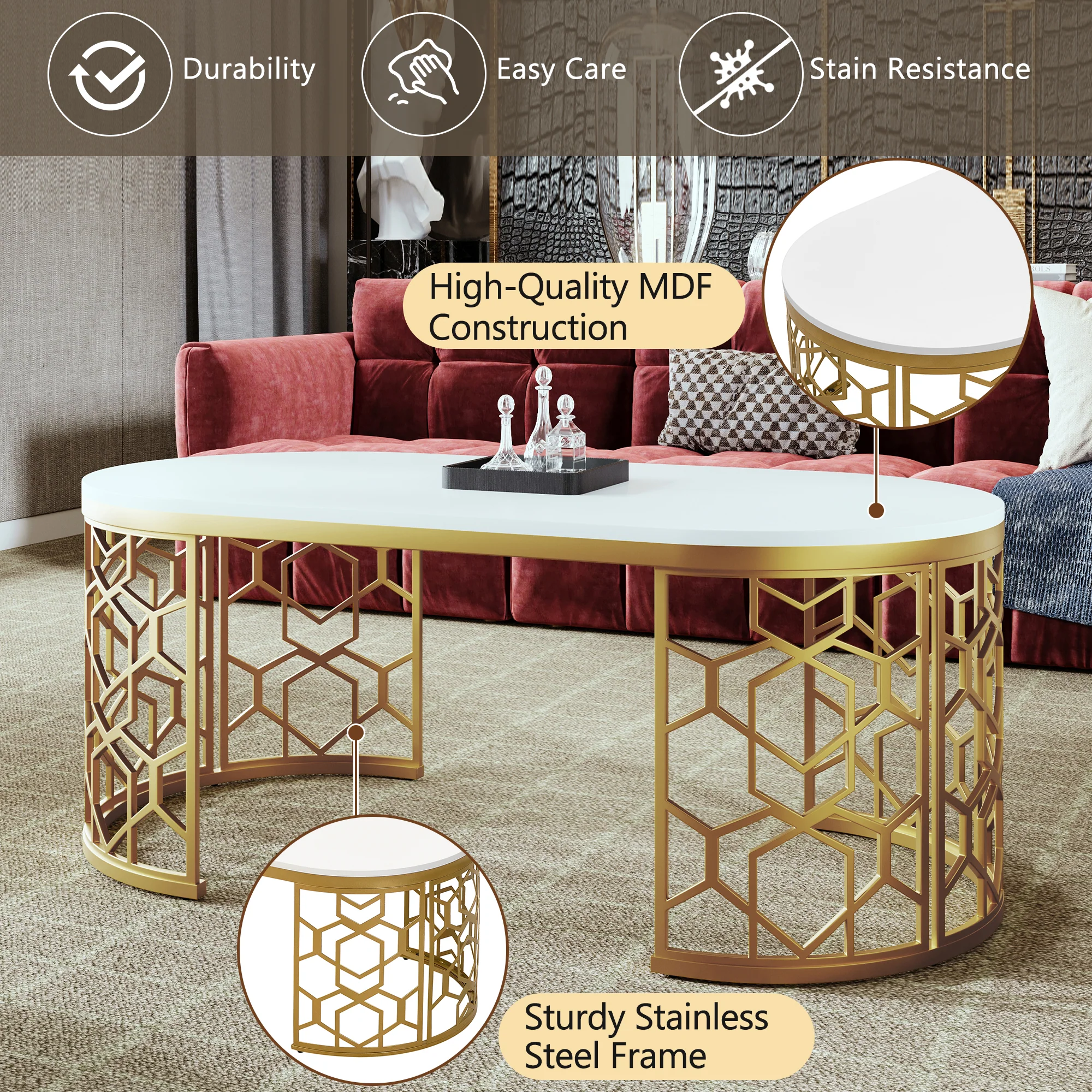 Modern Oval Coffee Table - Image 5
