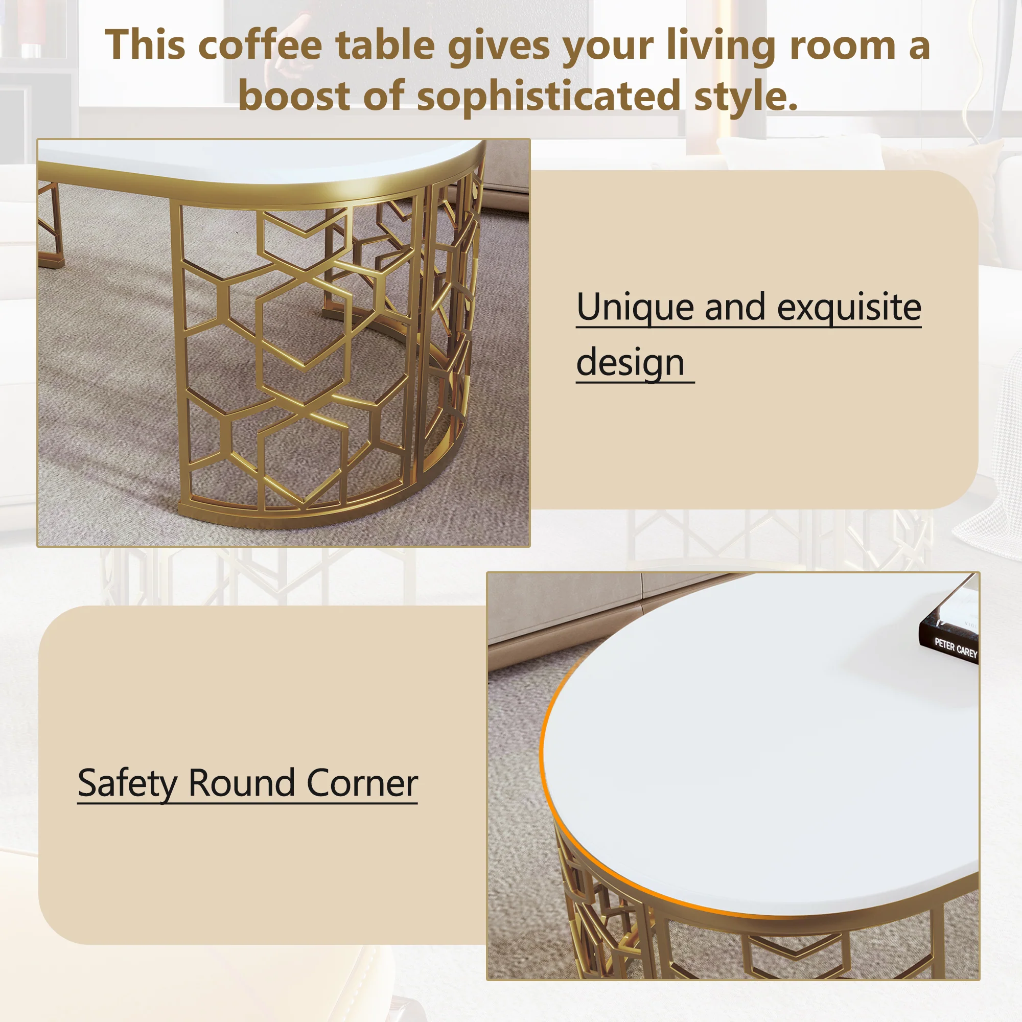 Modern Oval Coffee Table - Image 6