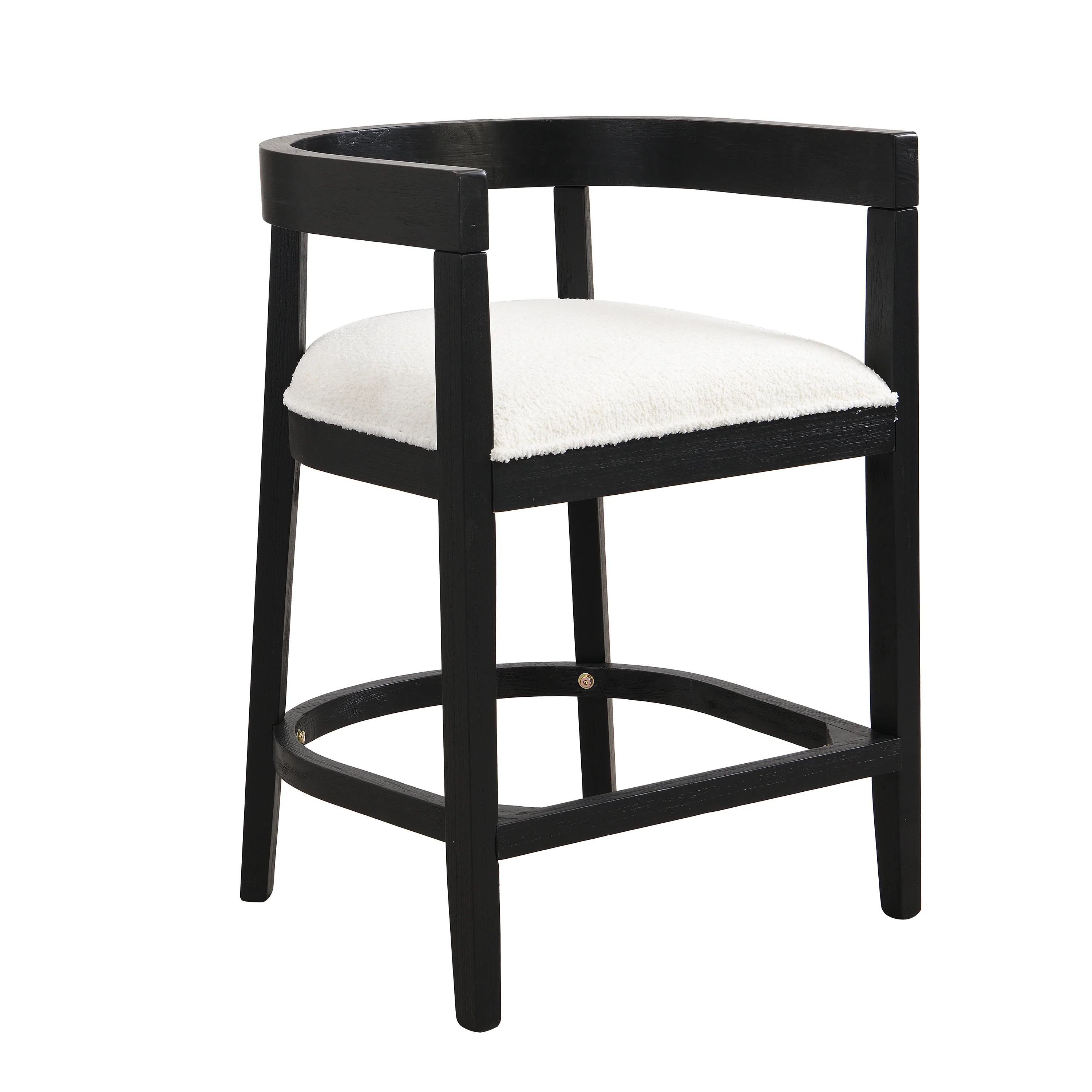 Modern Rubberwood Counter Stool Set with Upholstered Seats