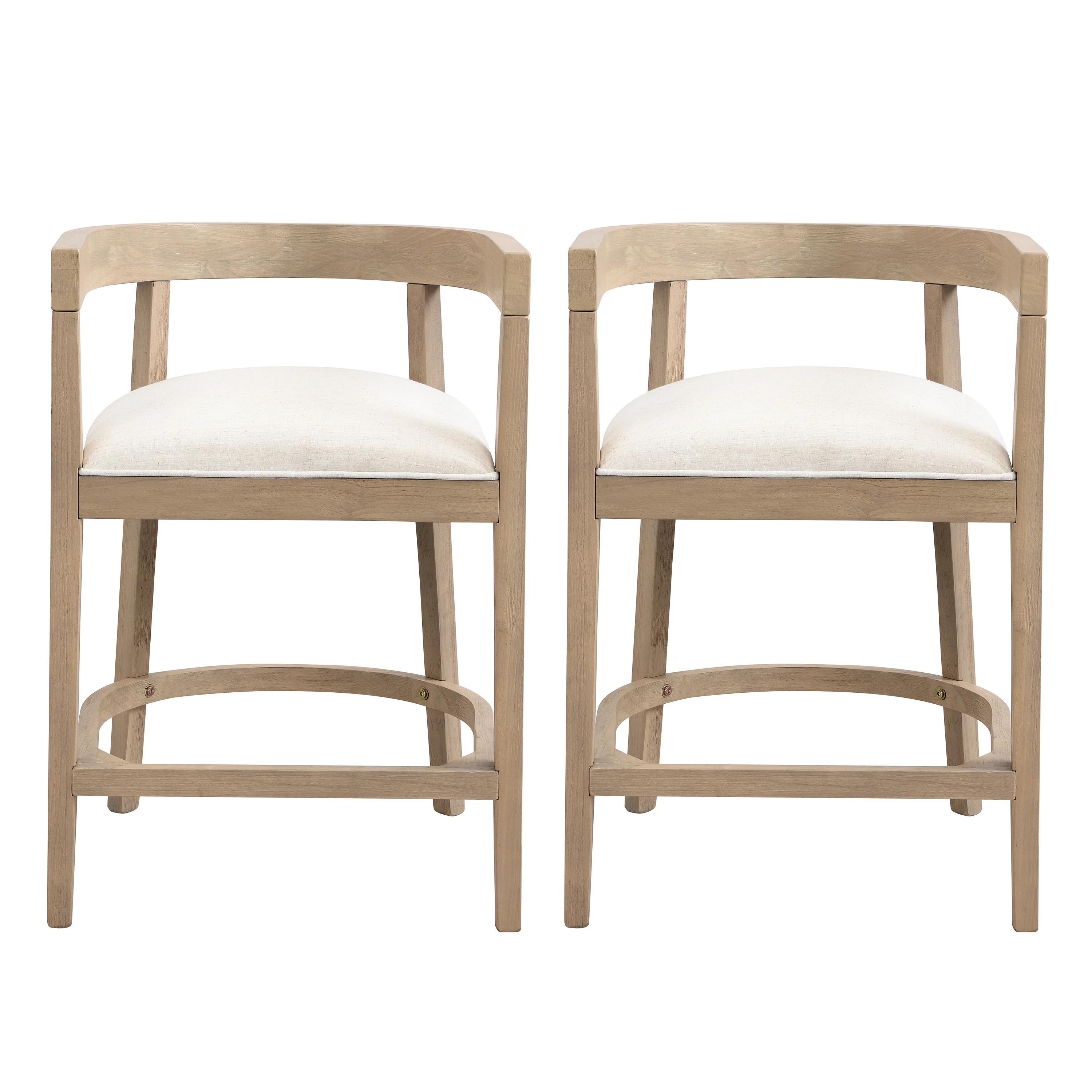 Modern Rubberwood Counter Stool Set with Upholstered Seats - Image 11