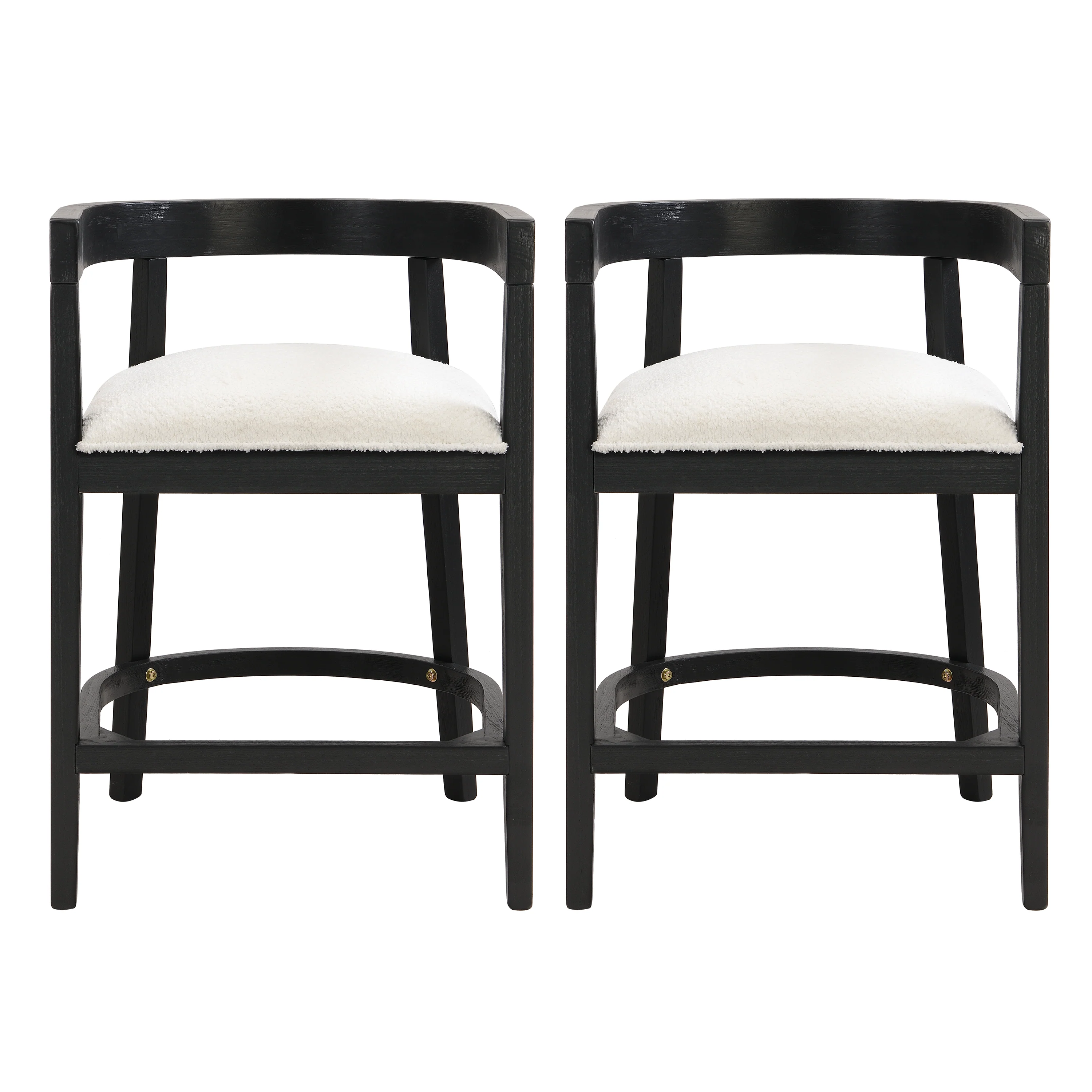 Modern Rubberwood Counter Stool Set with Upholstered Seats - Image 2