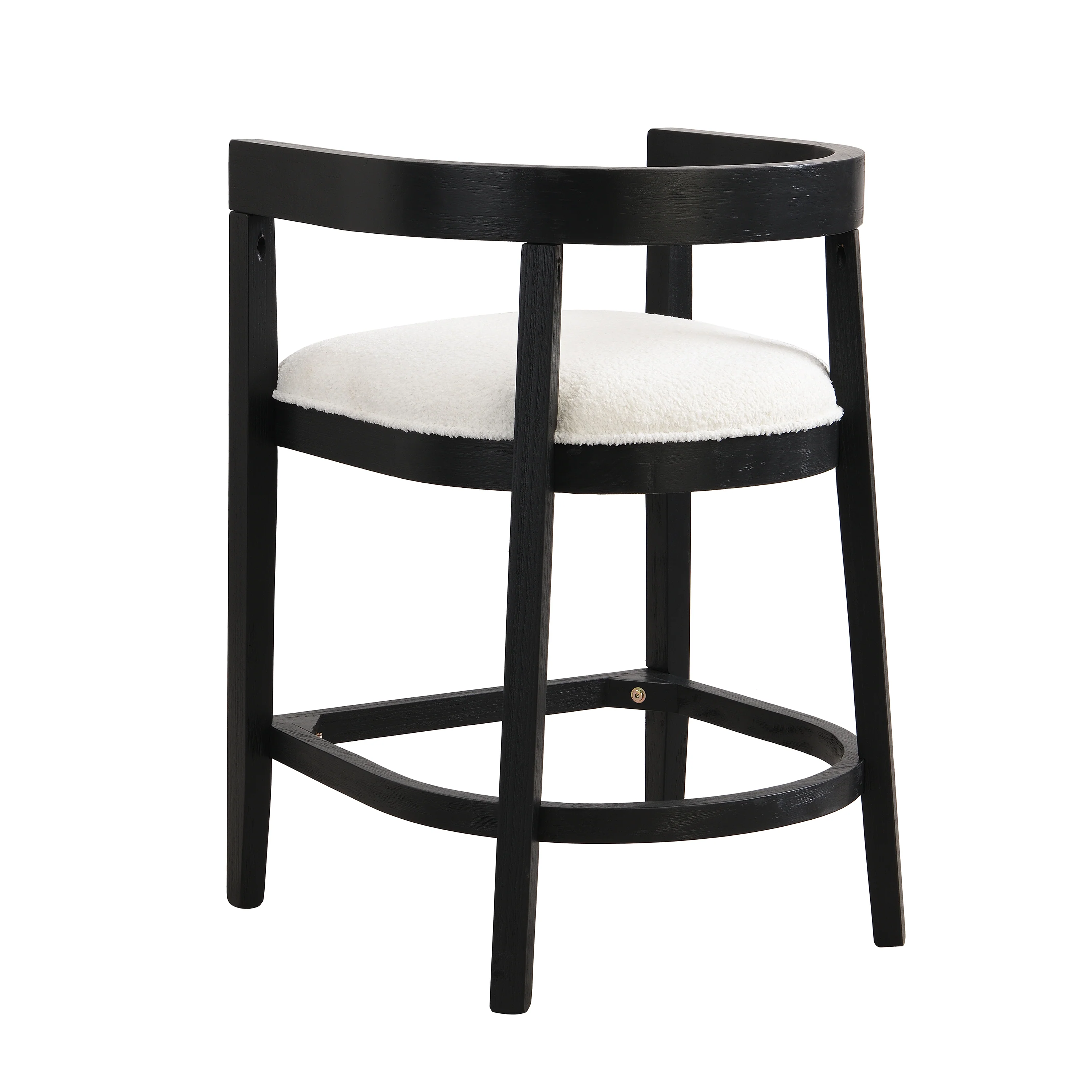 Modern Rubberwood Counter Stool Set with Upholstered Seats - Image 3