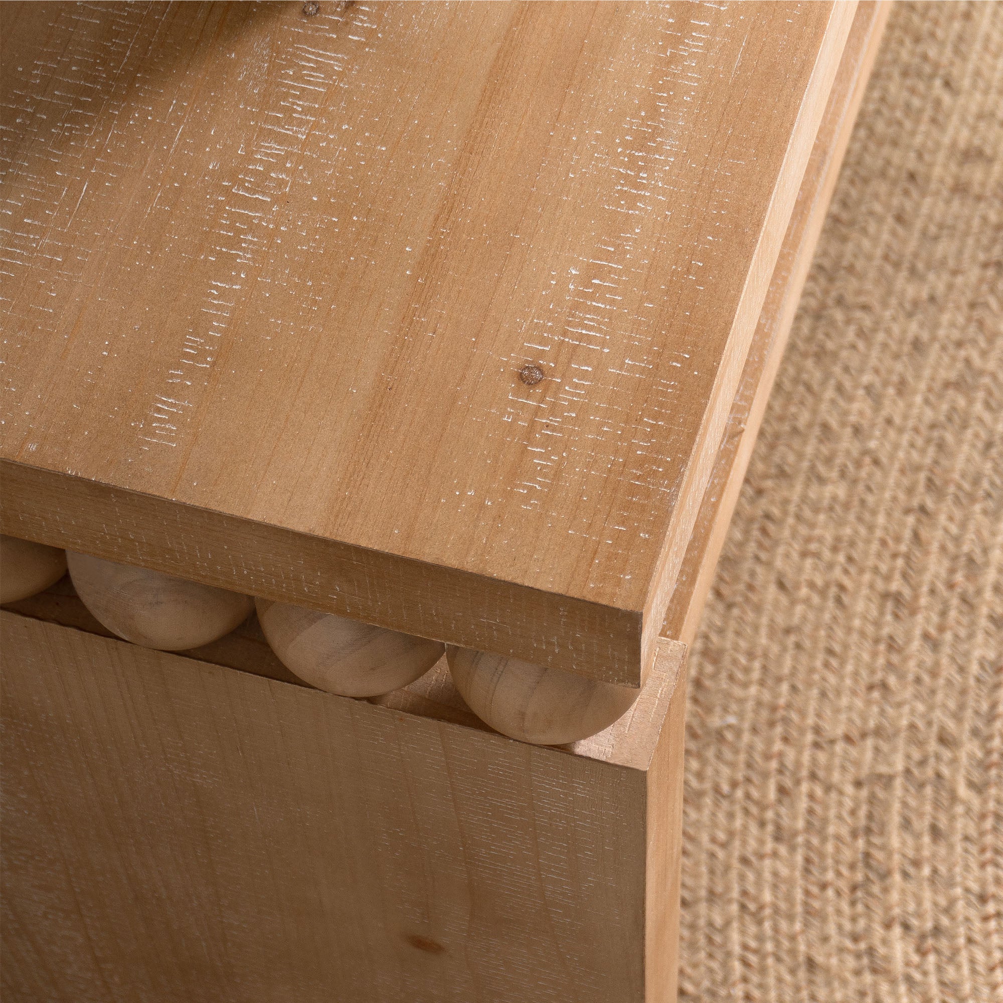 Modern Rustic Console Table with Shelf & Decorative Bead Detail - Image 10