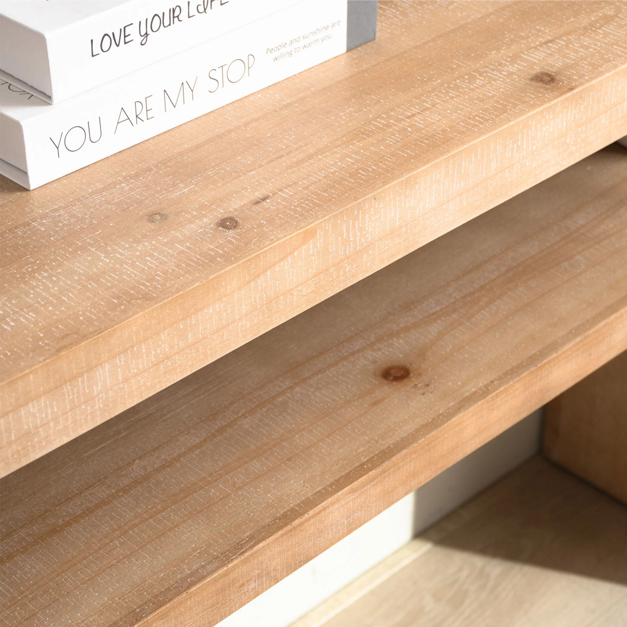 Modern Rustic Console Table with Shelf & Decorative Bead Detail - Image 11