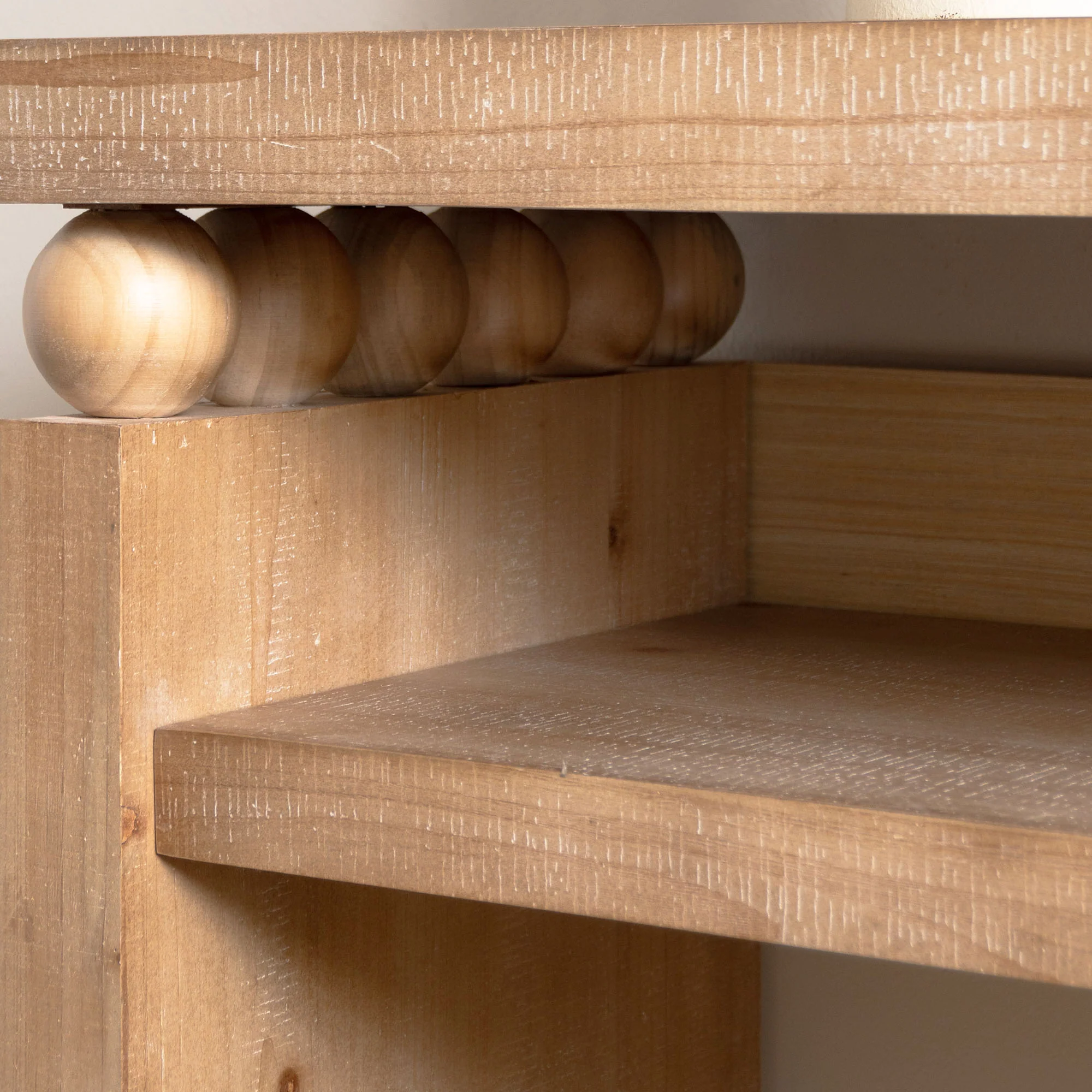 Modern Rustic Console Table with Shelf & Decorative Bead Detail - Image 13
