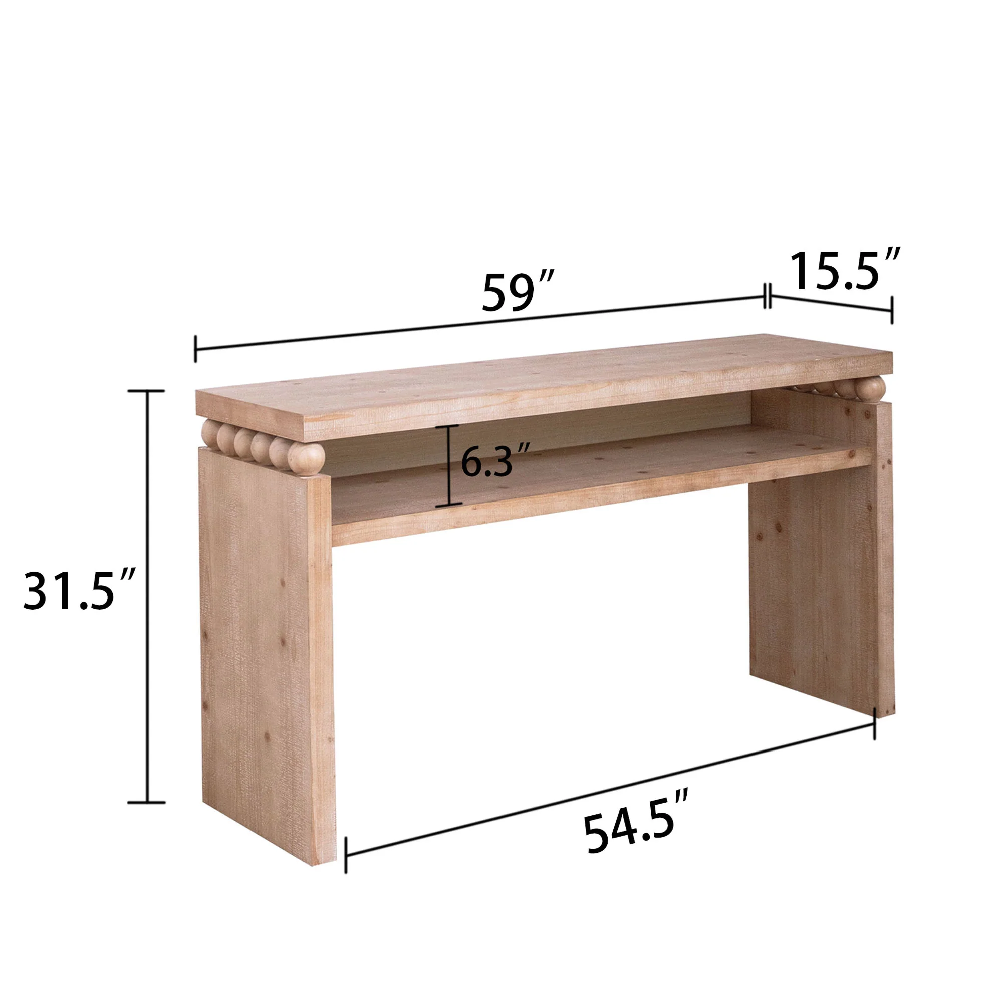 Modern Rustic Console Table with Shelf & Decorative Bead Detail - Image 5
