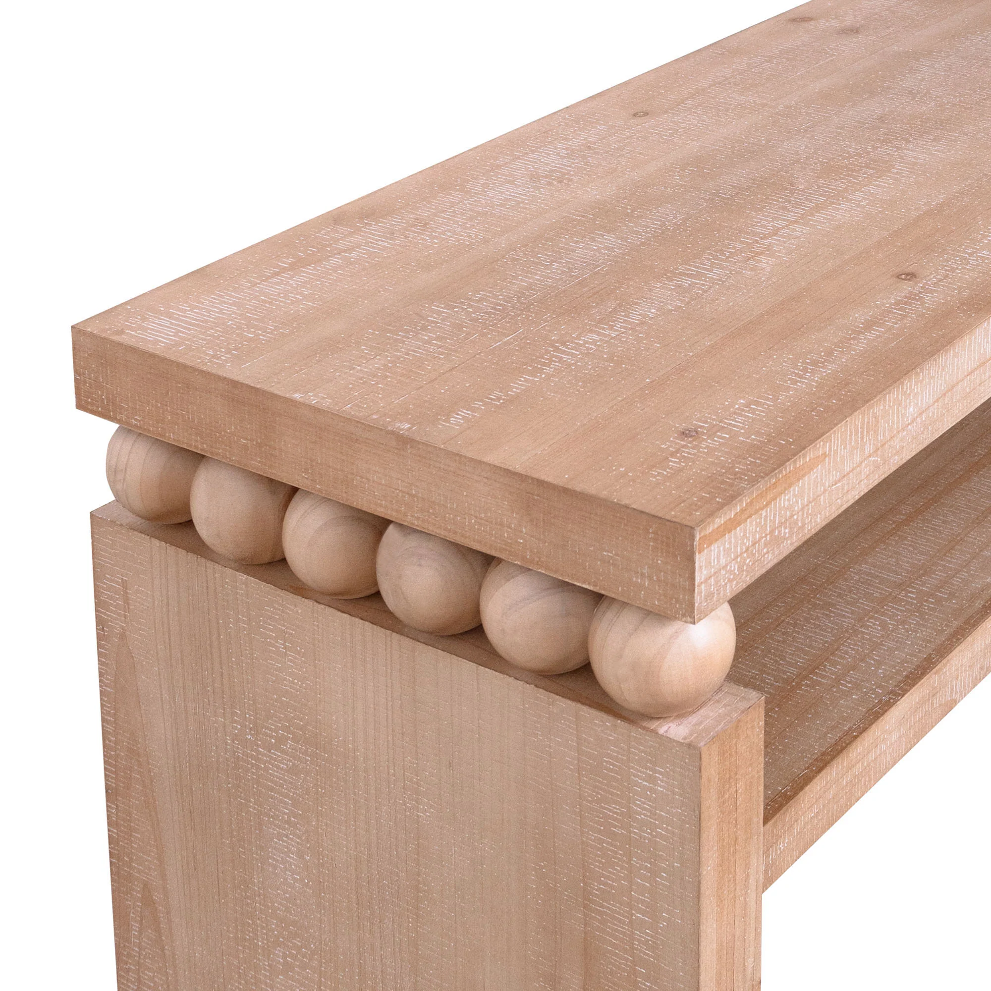 Modern Rustic Console Table with Shelf & Decorative Bead Detail - Image 6