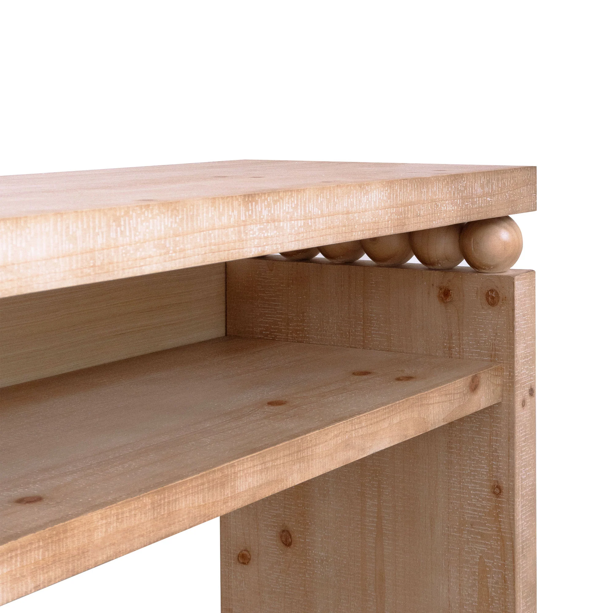 Modern Rustic Console Table with Shelf & Decorative Bead Detail - Image 9