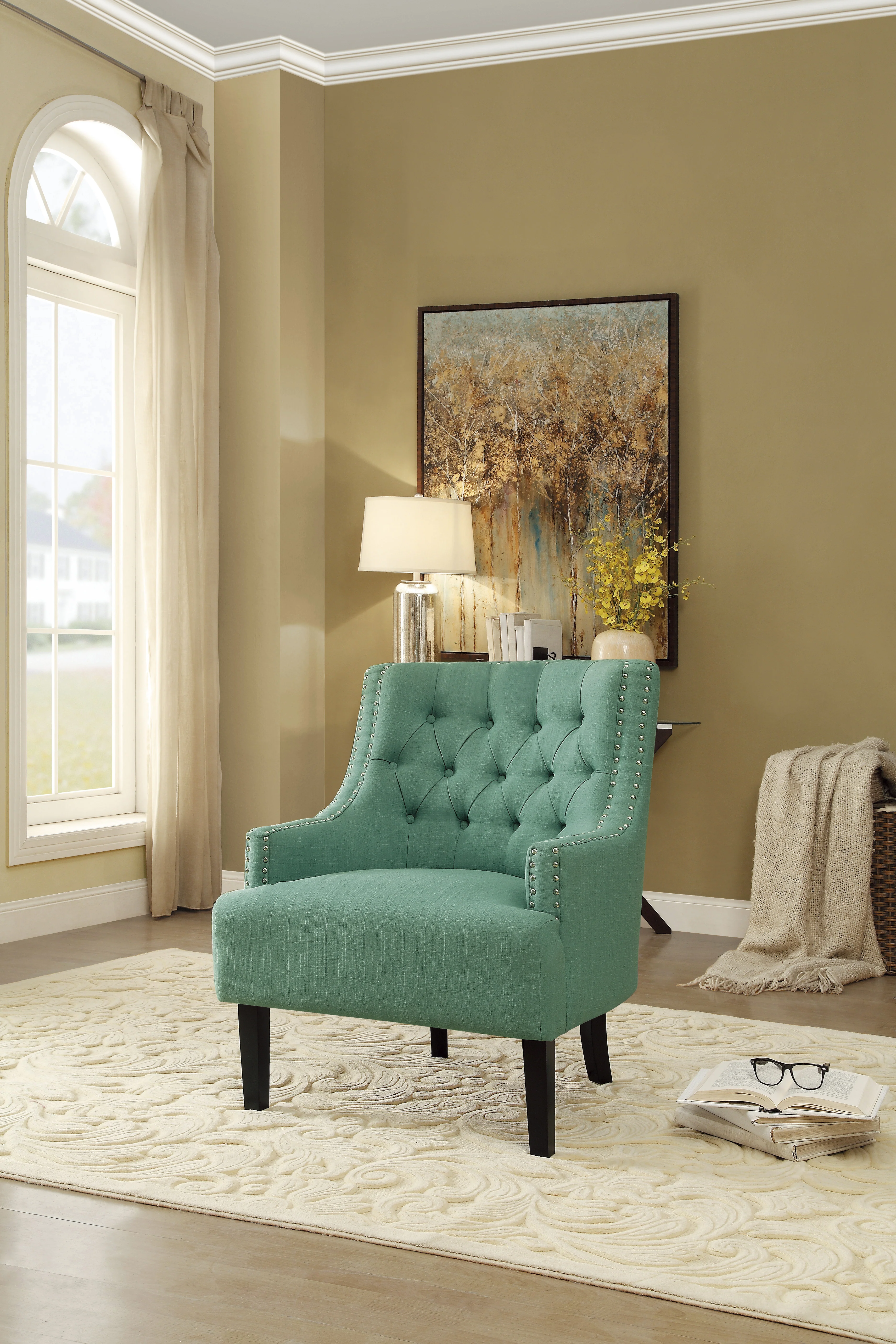 Button Tufted Sloped Arm Accent Chair - Image 24