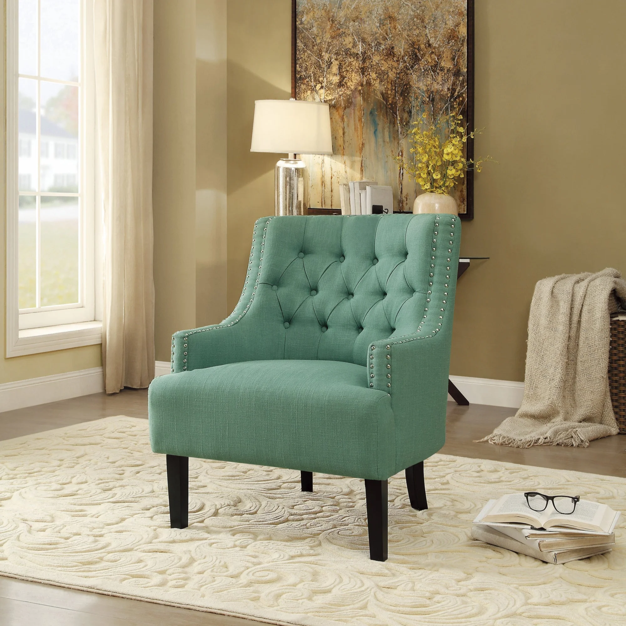 Button Tufted Sloped Arm Accent Chair - Image 4