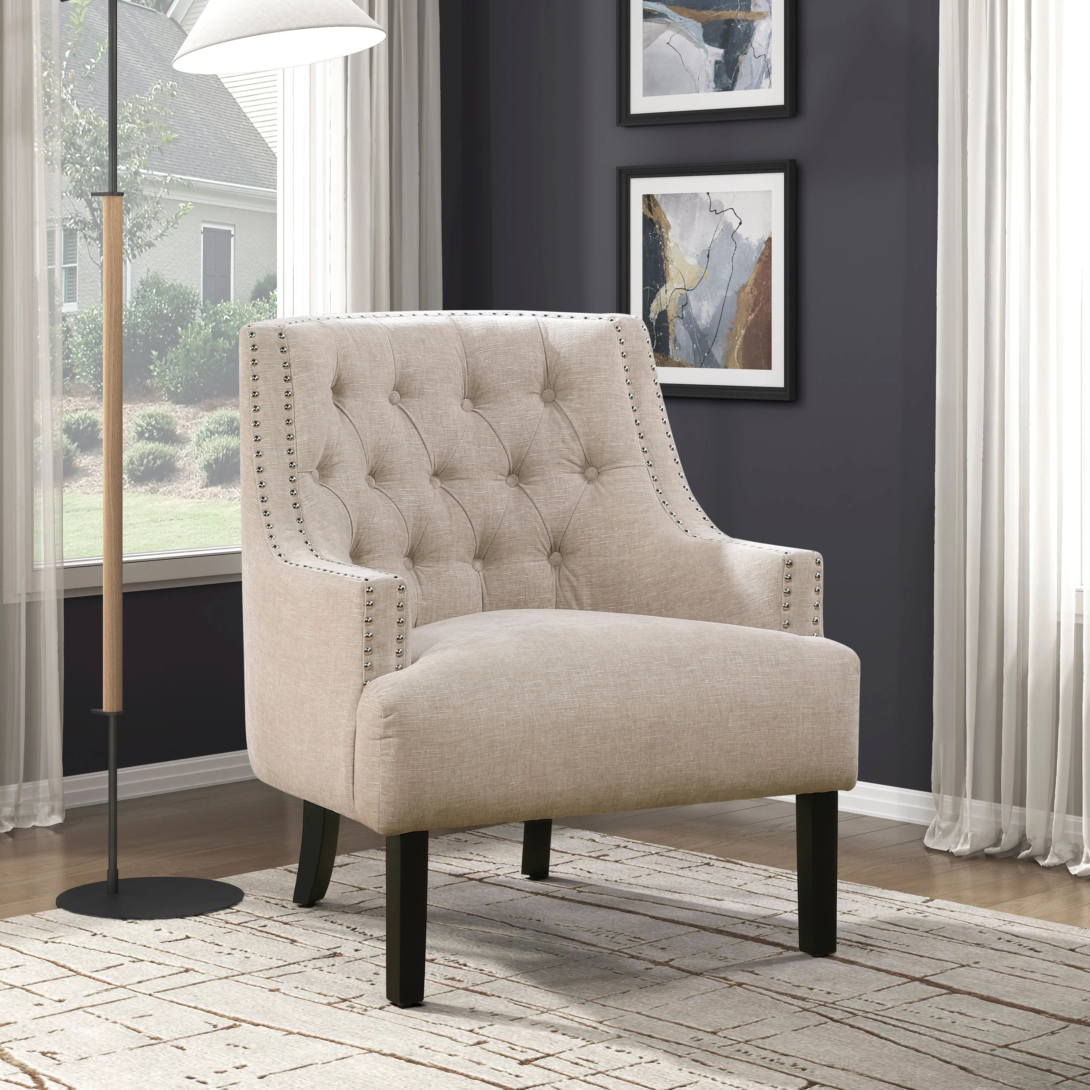 Button Tufted Sloped Arm Accent Chair - Image 5