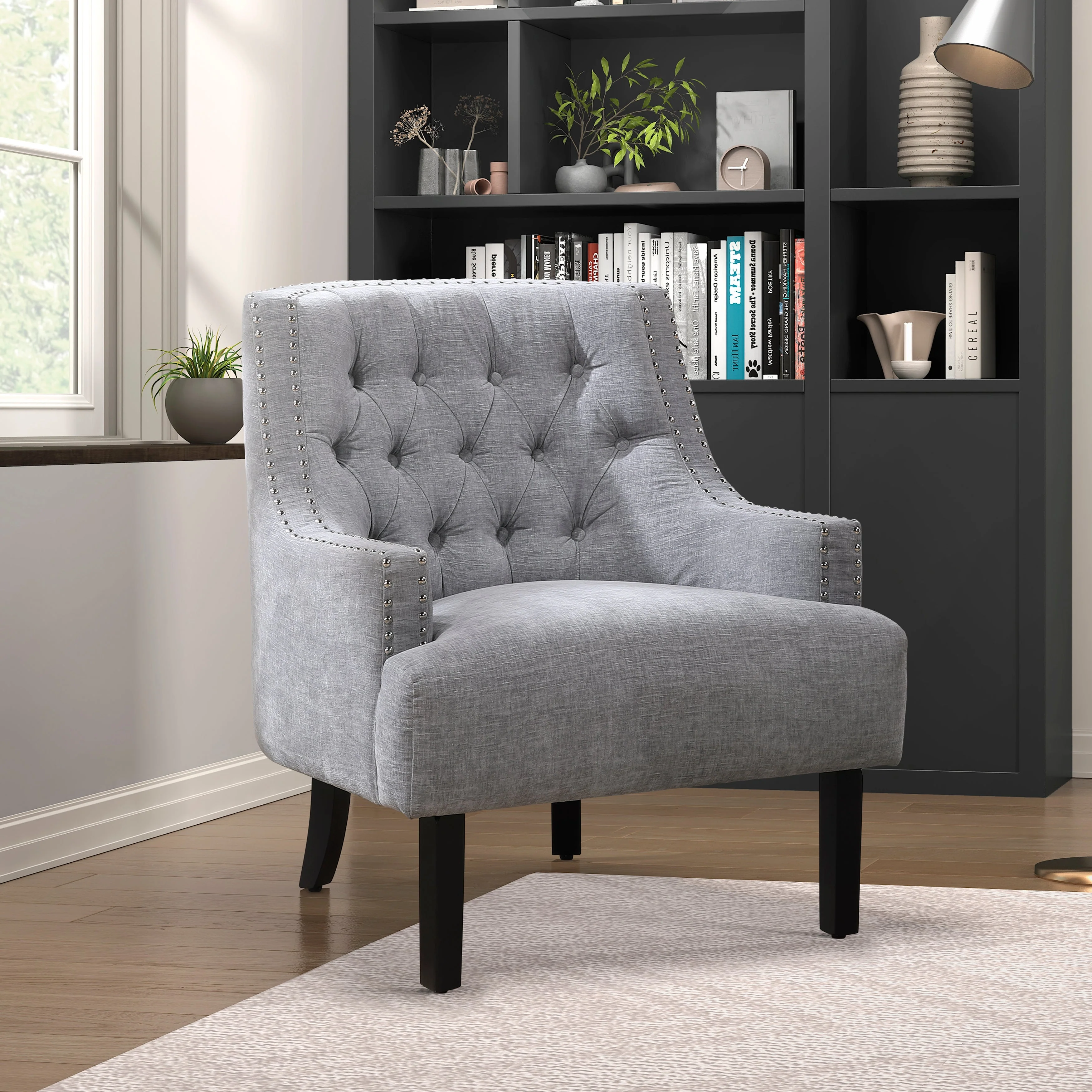 Button Tufted Sloped Arm Accent Chair - Image 6
