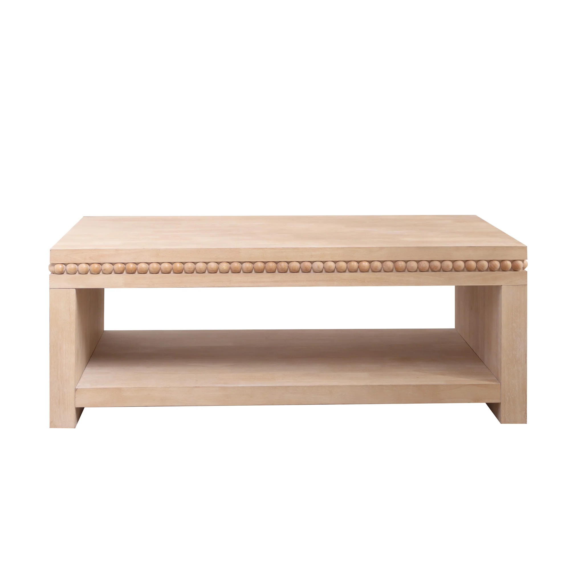 Modern Wood Coffee Table with Beaded Trim - Image 14