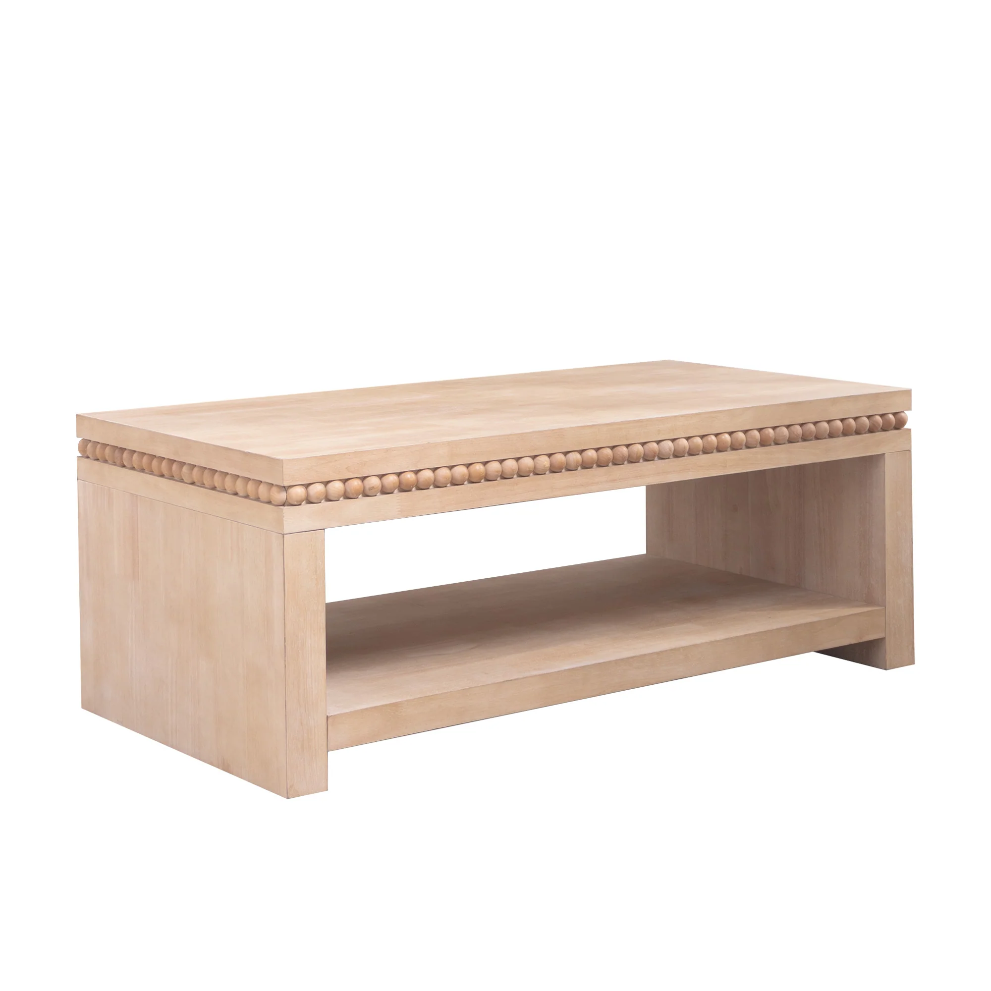 Modern Wood Coffee Table with Beaded Trim - Image 15