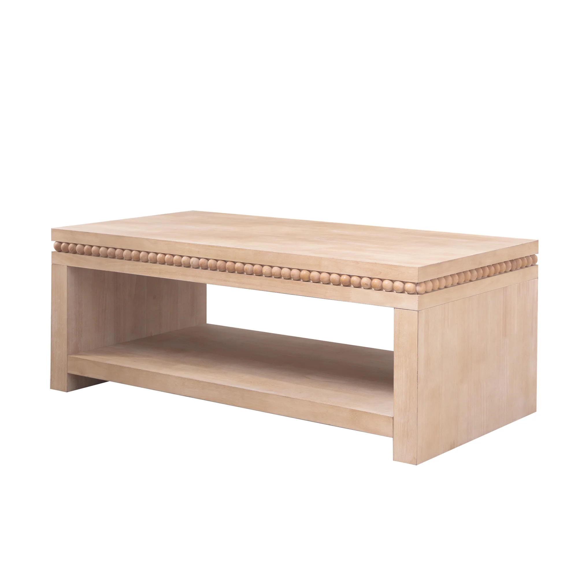 Modern Wood Coffee Table with Beaded Trim - Image 16