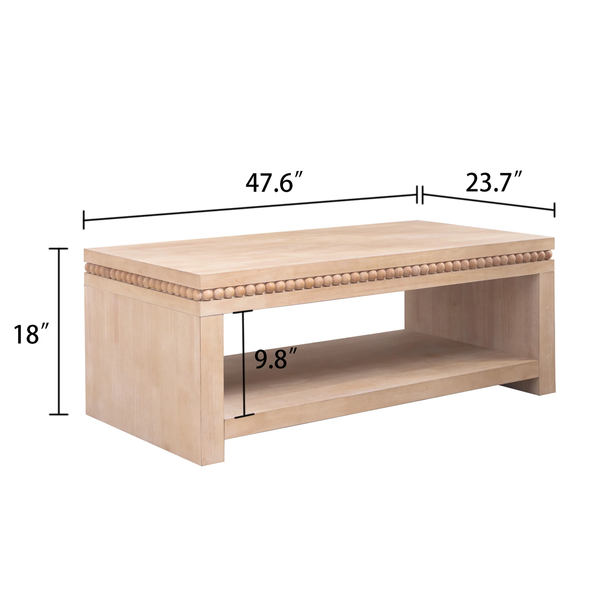 Modern Wood Coffee Table with Beaded Trim - Image 17