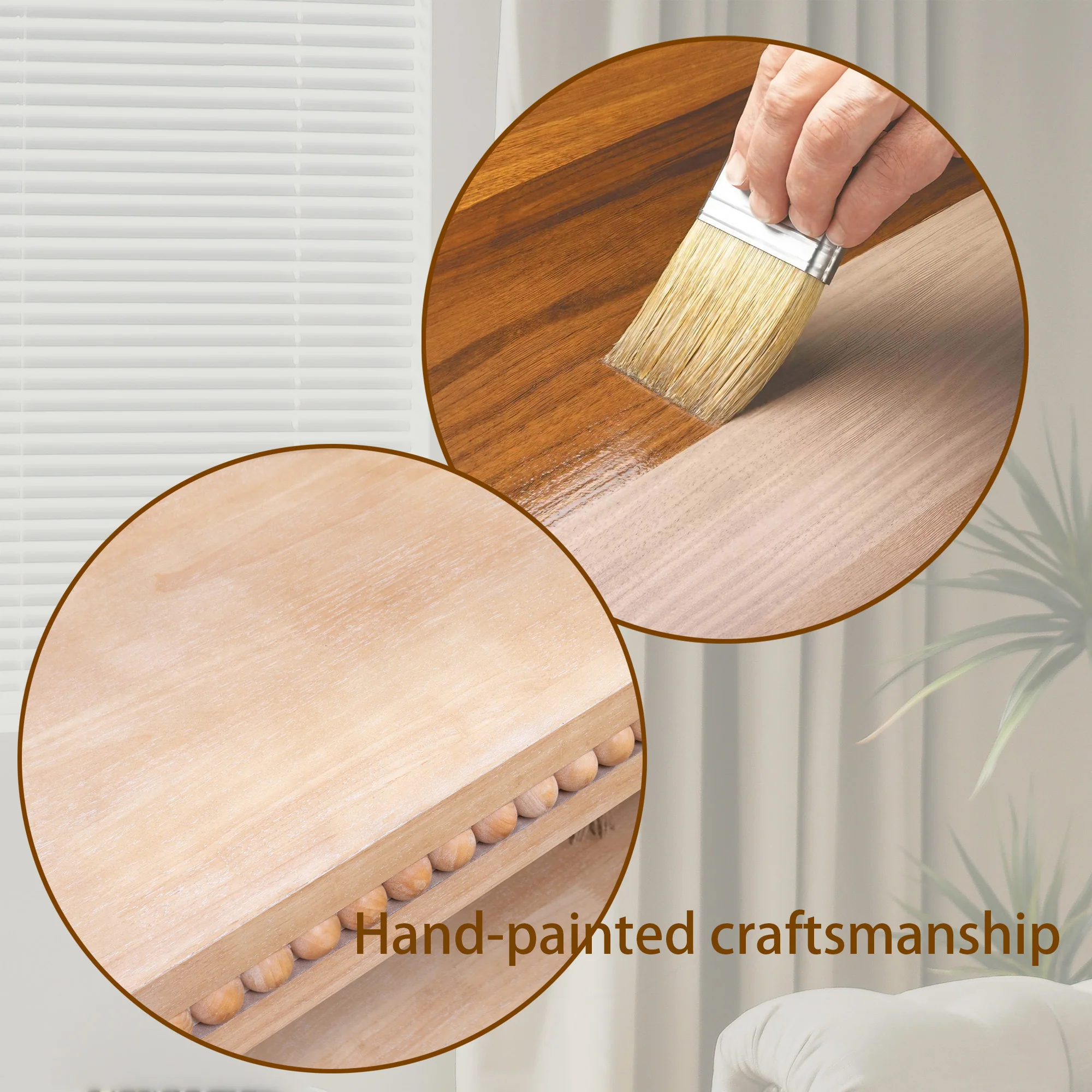 Modern Wood Coffee Table with Beaded Trim - Image 18
