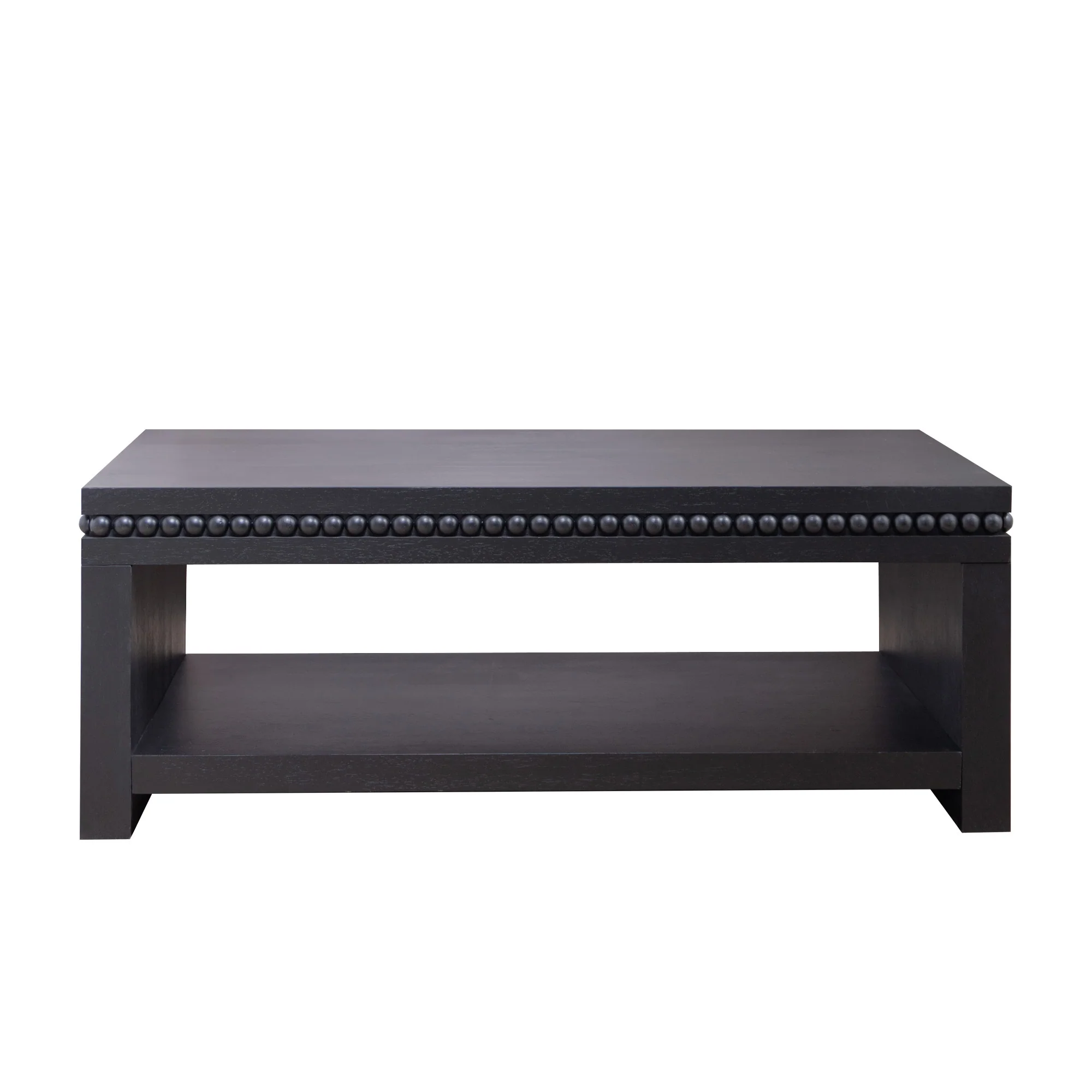 Modern Wood Coffee Table with Beaded Trim - Image 4