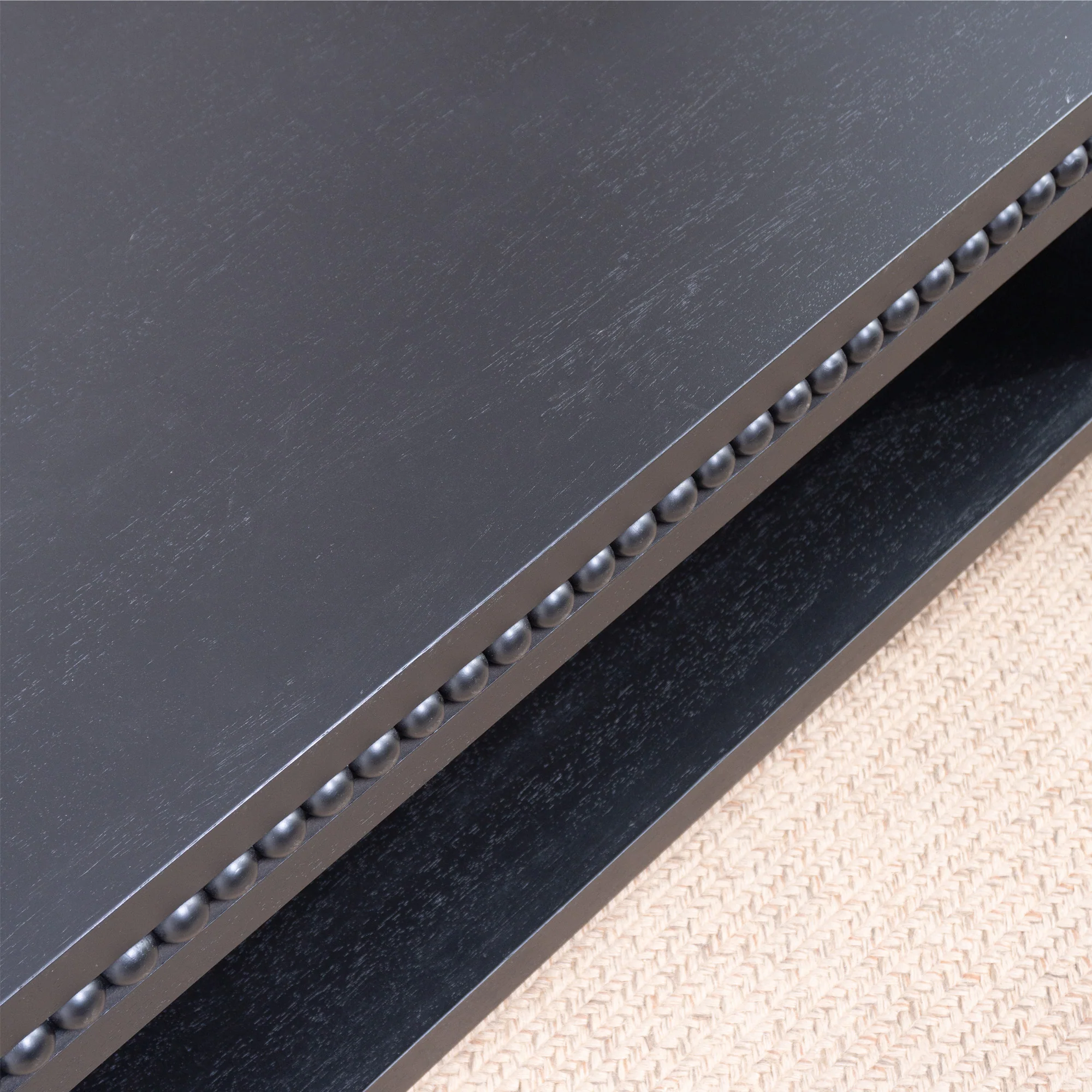 Modern Wood Coffee Table with Beaded Trim - Image 7