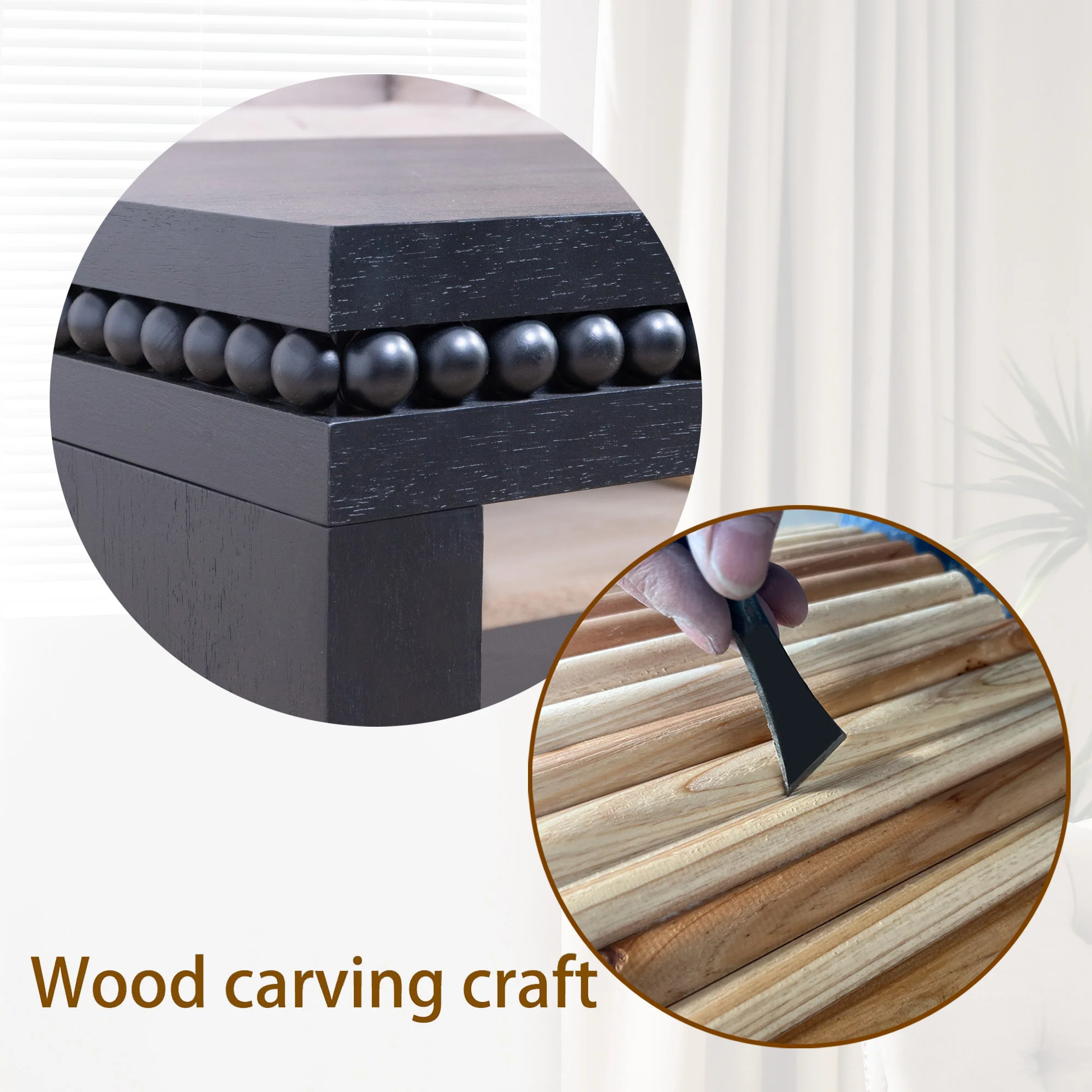 Modern Wood Coffee Table with Beaded Trim - Image 8
