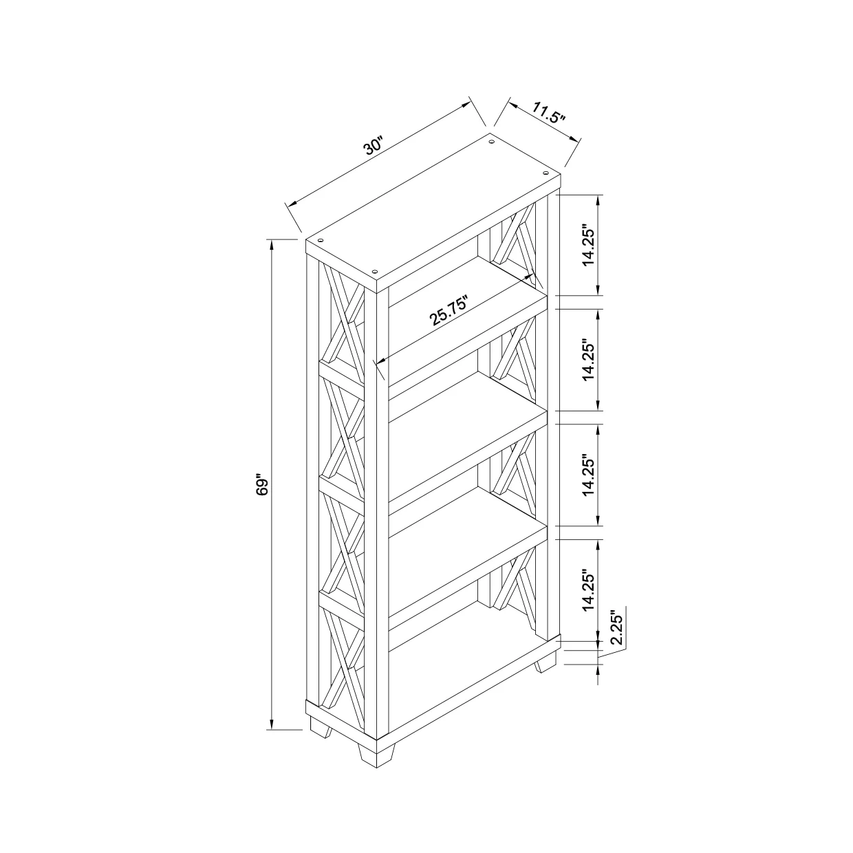 Modern X-Frame Bookcase - Image 6