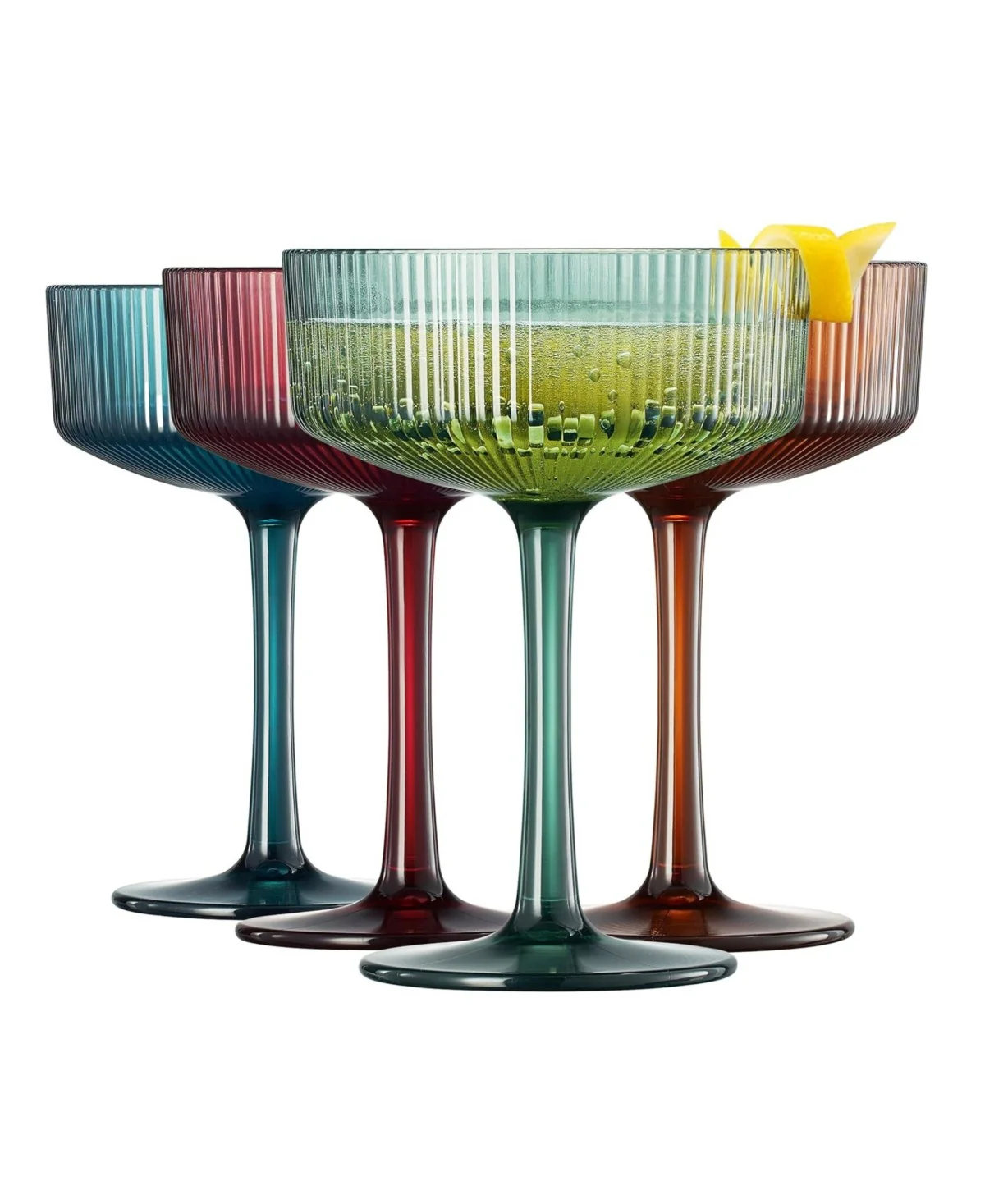 Muted Coupe Ribbed Acrylic Shatterproof Glasses Set of 4