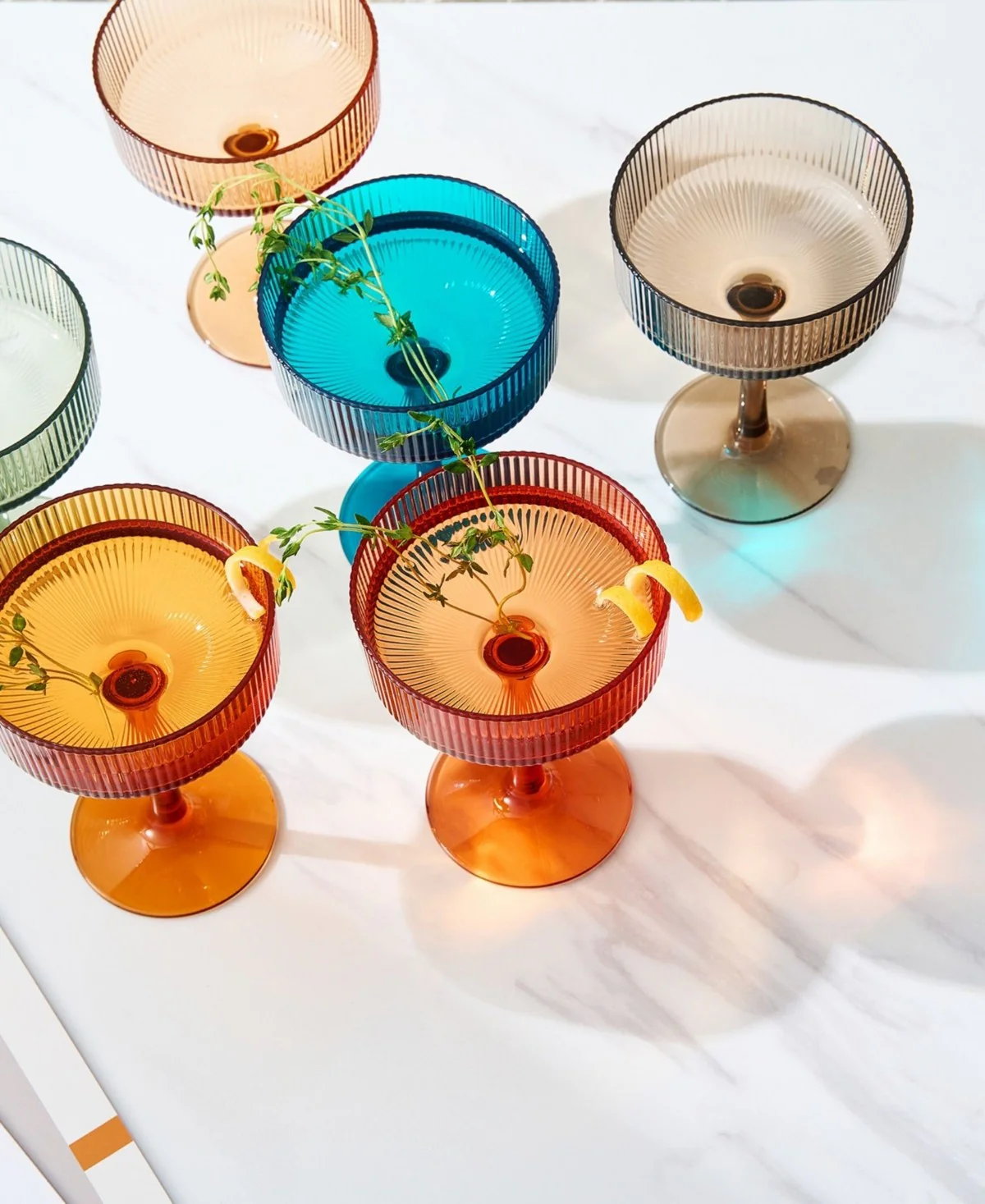 Muted Multicolor Ribbed Acrylic Shatterproof Glasses Set of 6 - Image 4