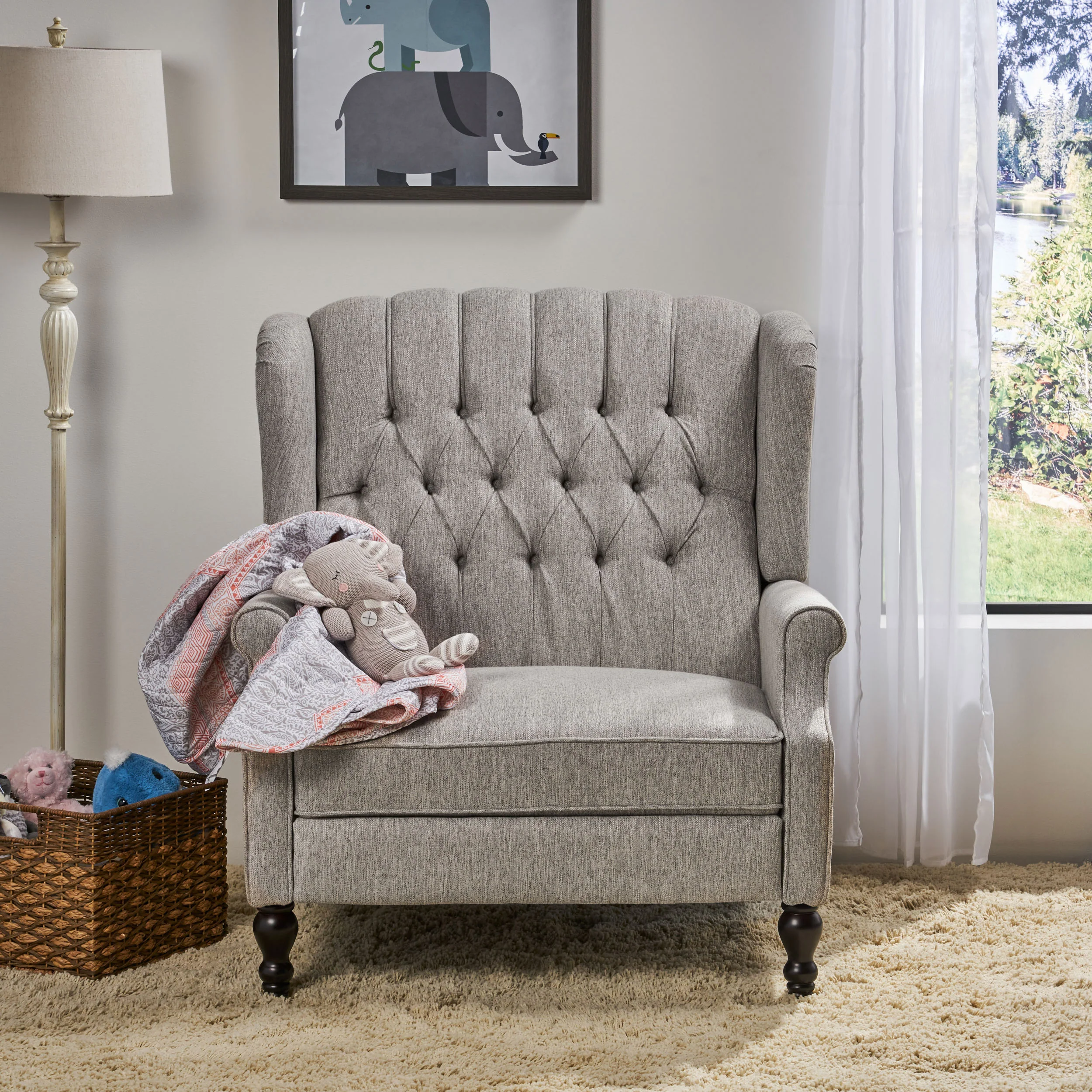 Oversized Wingback Tufted Recliner Accent Chair - Image 5