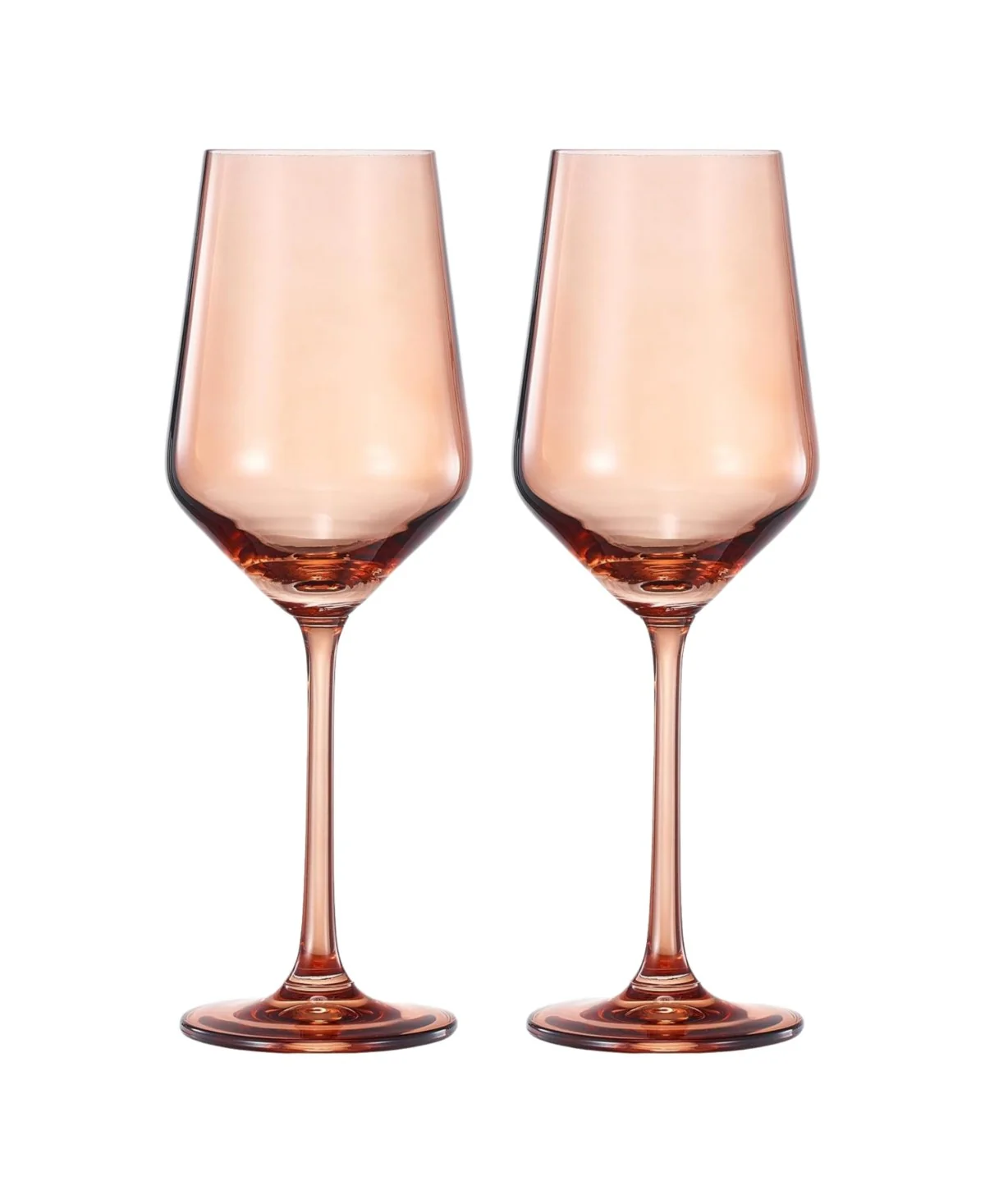 Orange Colored Crystal Wine Glasses Set of 2