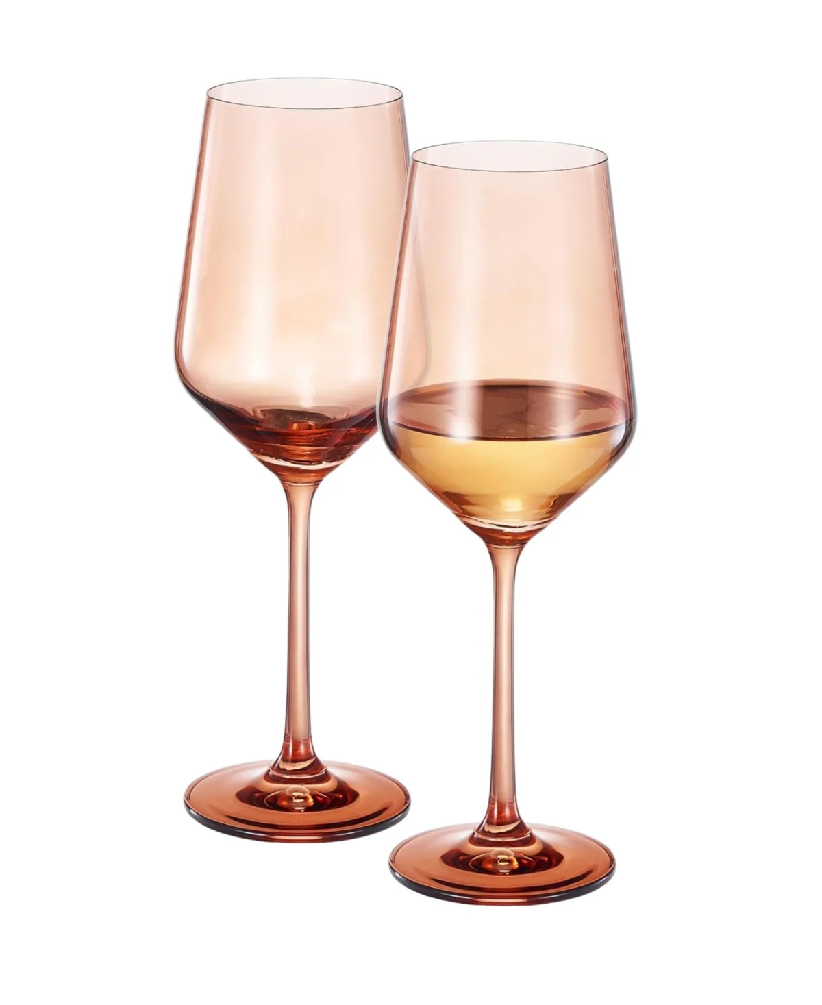 Orange Colored Crystal Wine Glasses Set of 2 - Image 2