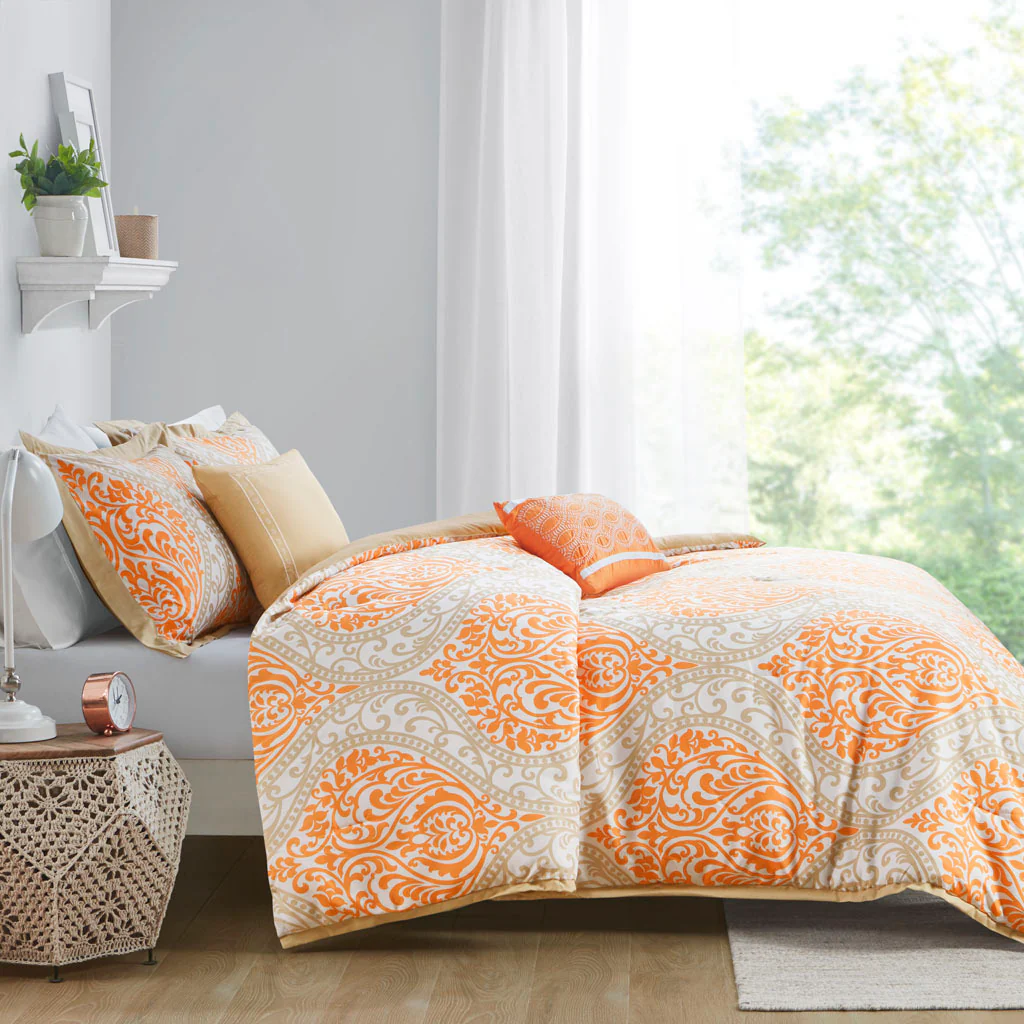 Orange Medallion Twin/Twin XL Comforter Set - Image 15